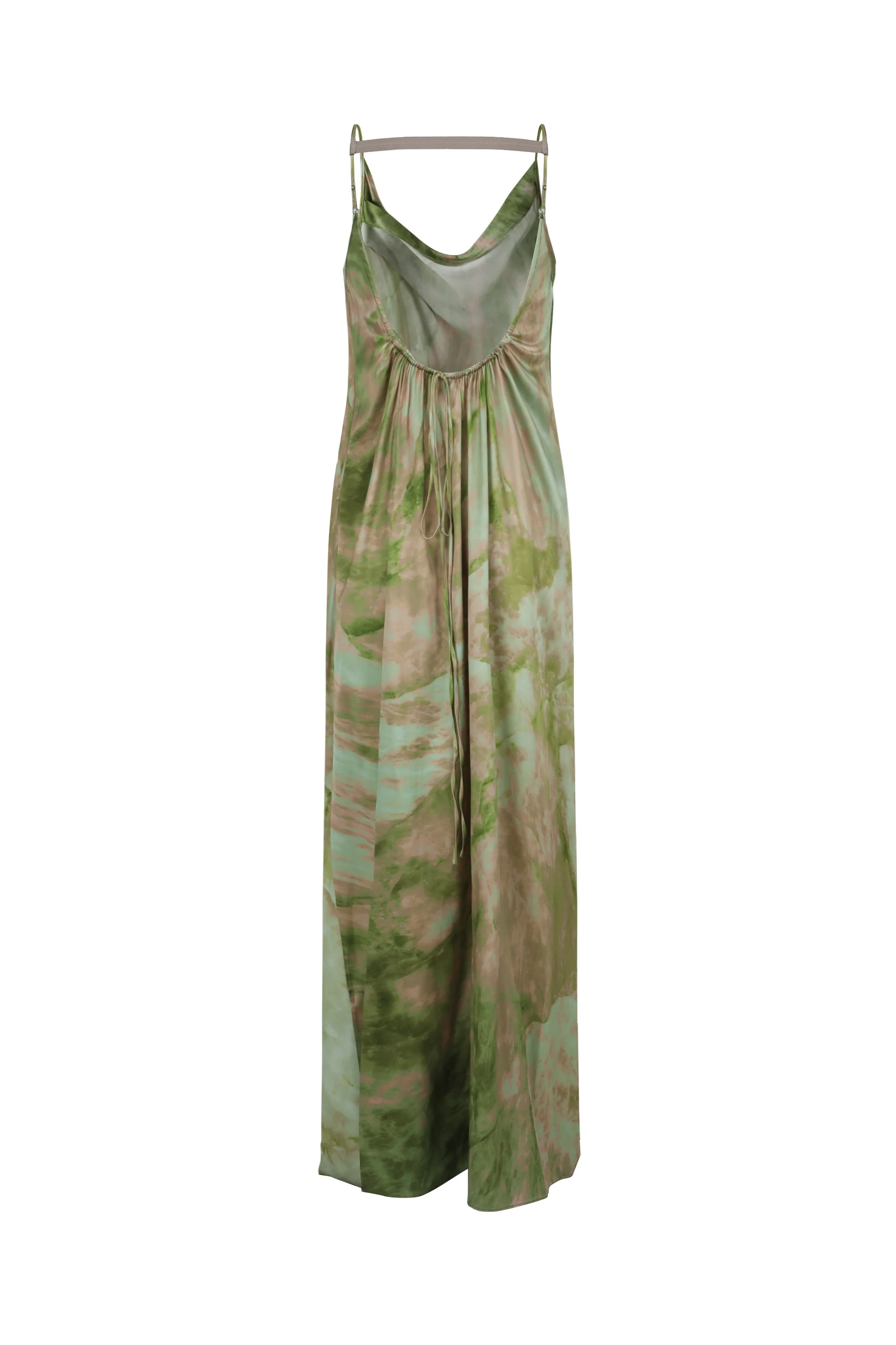 OUDE WAAG Swing Neck Open Back Print Dress OW-23AW-DS05P2GR052 Green Pink Print (OW-23AW-DS05) - Image 9