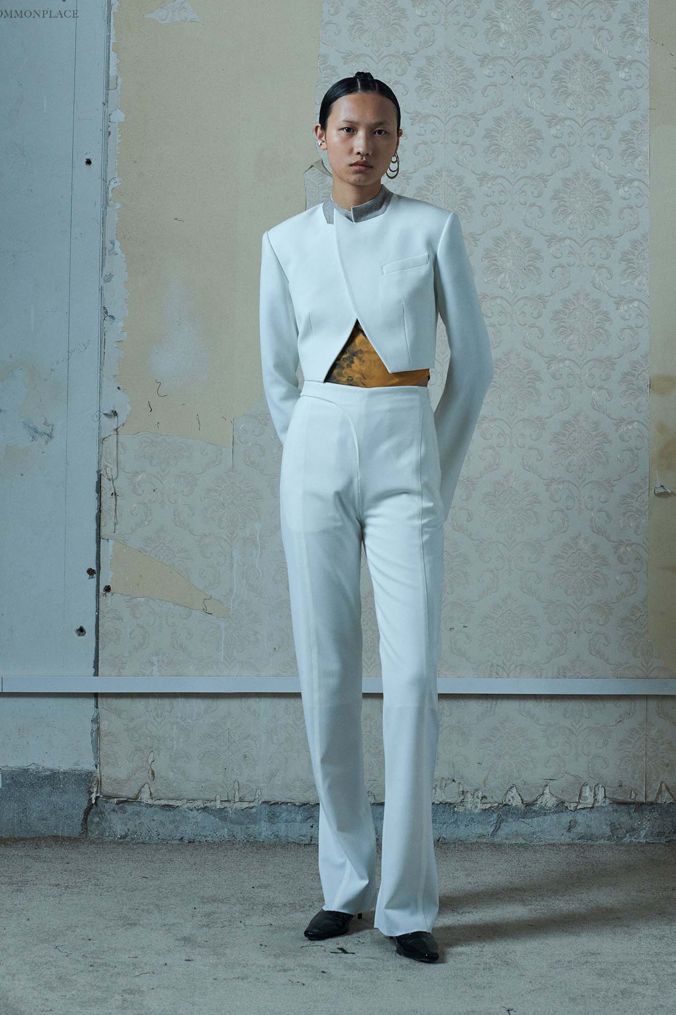 OUDE WAAG Tailored Twill Wool Short Suit OW-21AW-JK06 White - Image 13