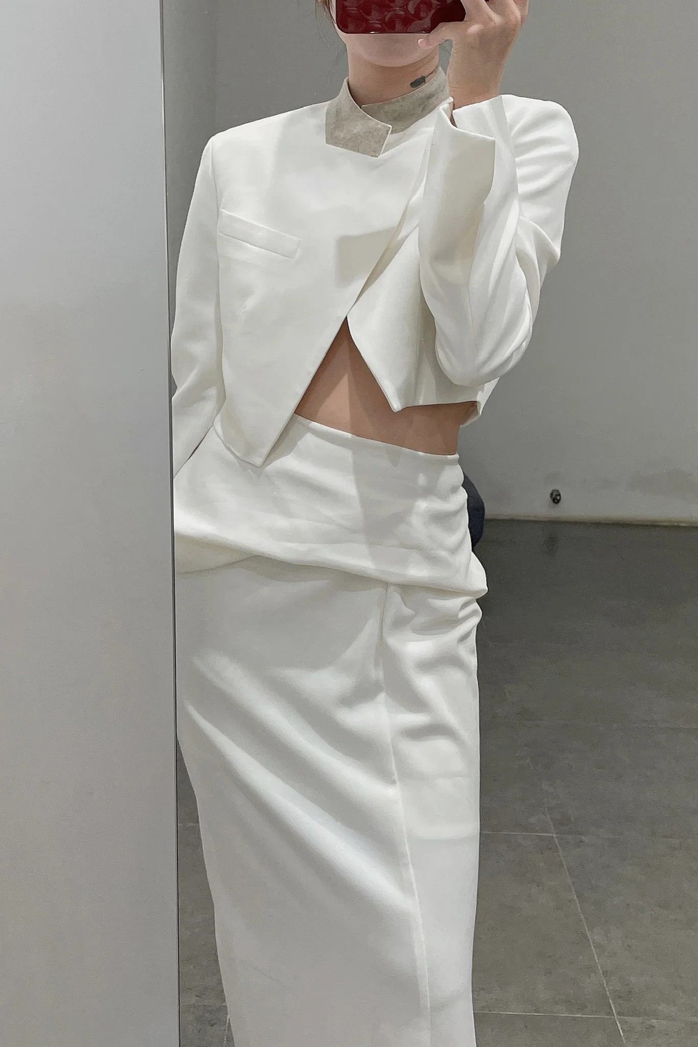 OUDE WAAG Tailored Twill Wool Short Suit OW-21AW-JK06 White - Image 2