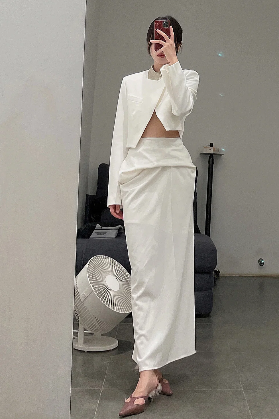 OUDE WAAG Tailored Twill Wool Short Suit OW-21AW-JK06 White - Image 6