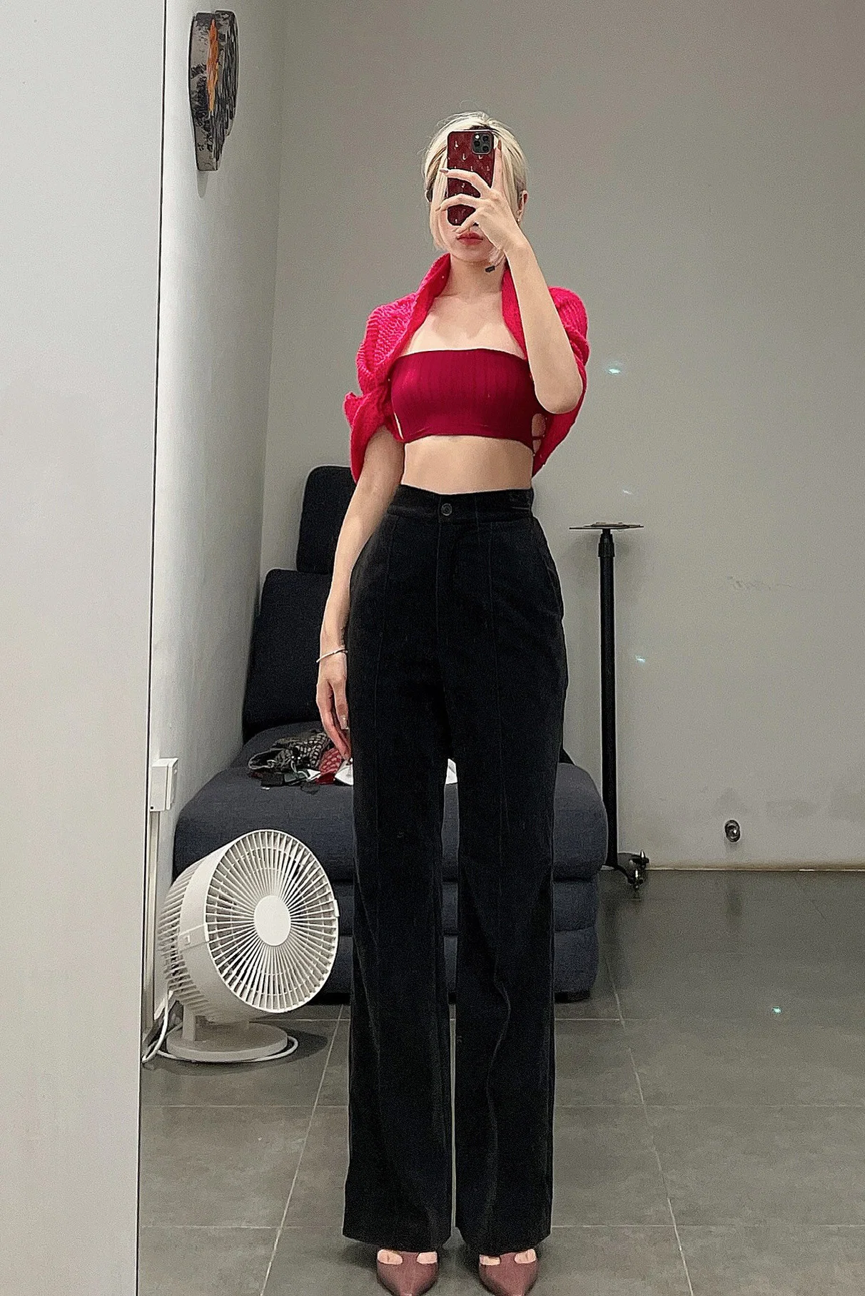 OUDE WAAG Velvet Loose Flare Pants OW-21AW-PT03 Black - Image 13