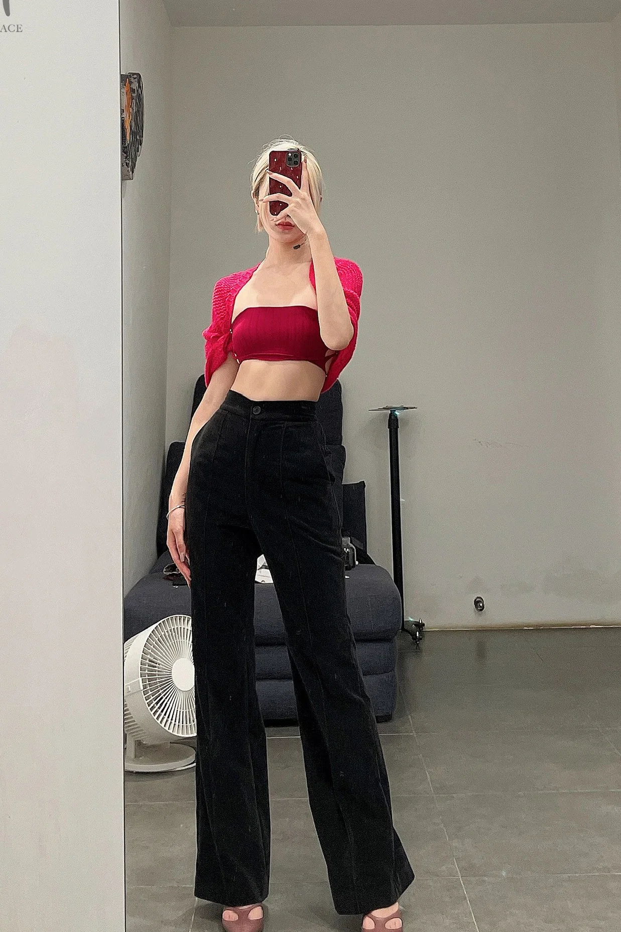 OUDE WAAG Velvet Loose Flare Pants OW-21AW-PT03 Black - Image 14