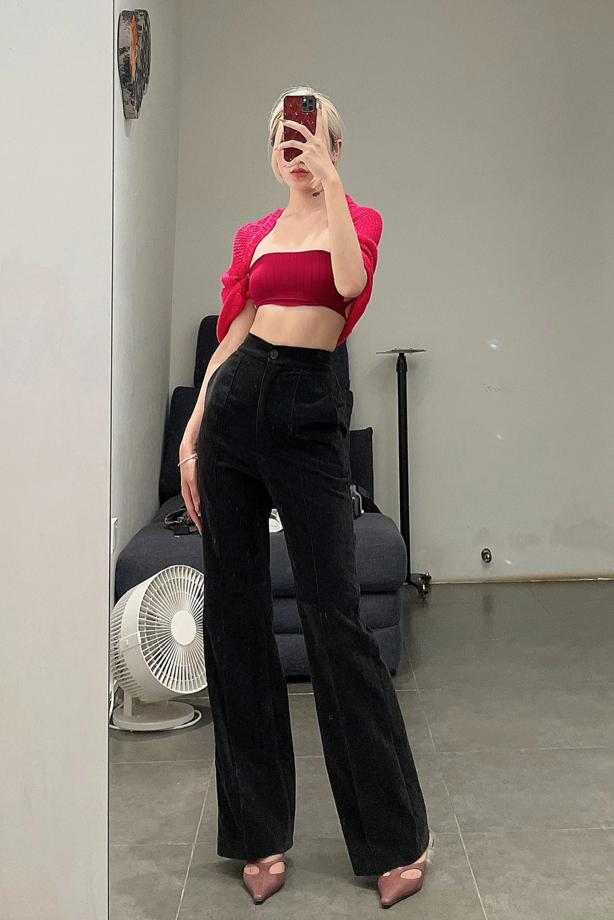 OUDE WAAG Velvet Loose Flare Pants OW-21AW-PT03 Black - Image 15