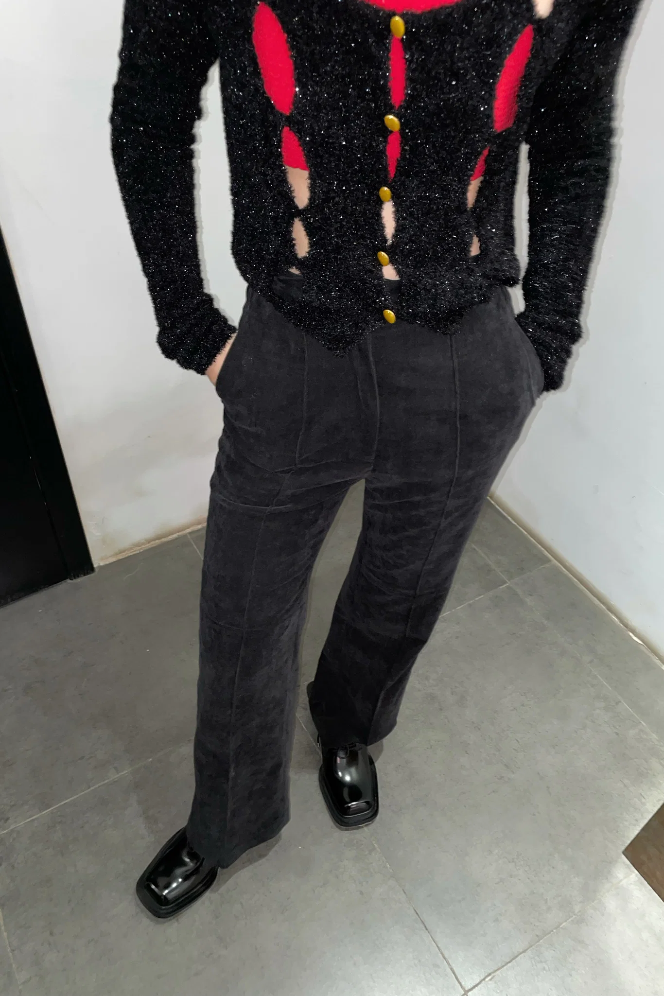 OUDE WAAG Velvet Loose Flare Pants OW-21AW-PT03 Black - Image 26
