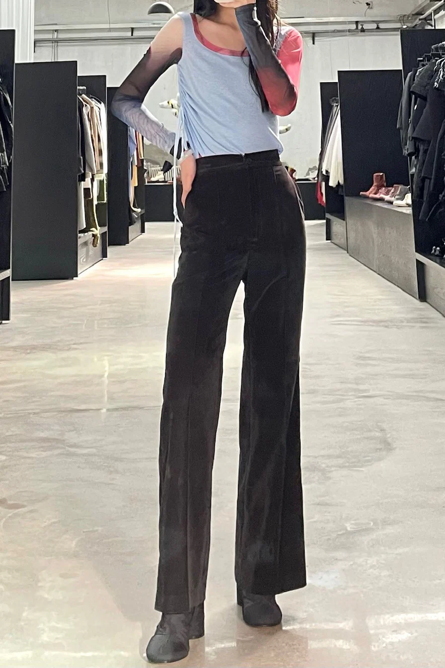 OUDE WAAG Velvet Loose Flare Pants OW-21AW-PT03 Black - Image 6