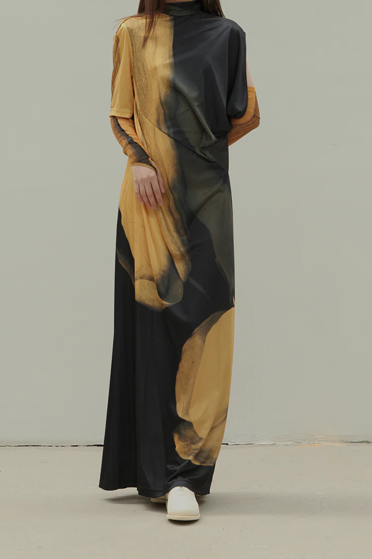 Oude waag vertical cut printed dress ow-21ss-ds06or33 - Image 2