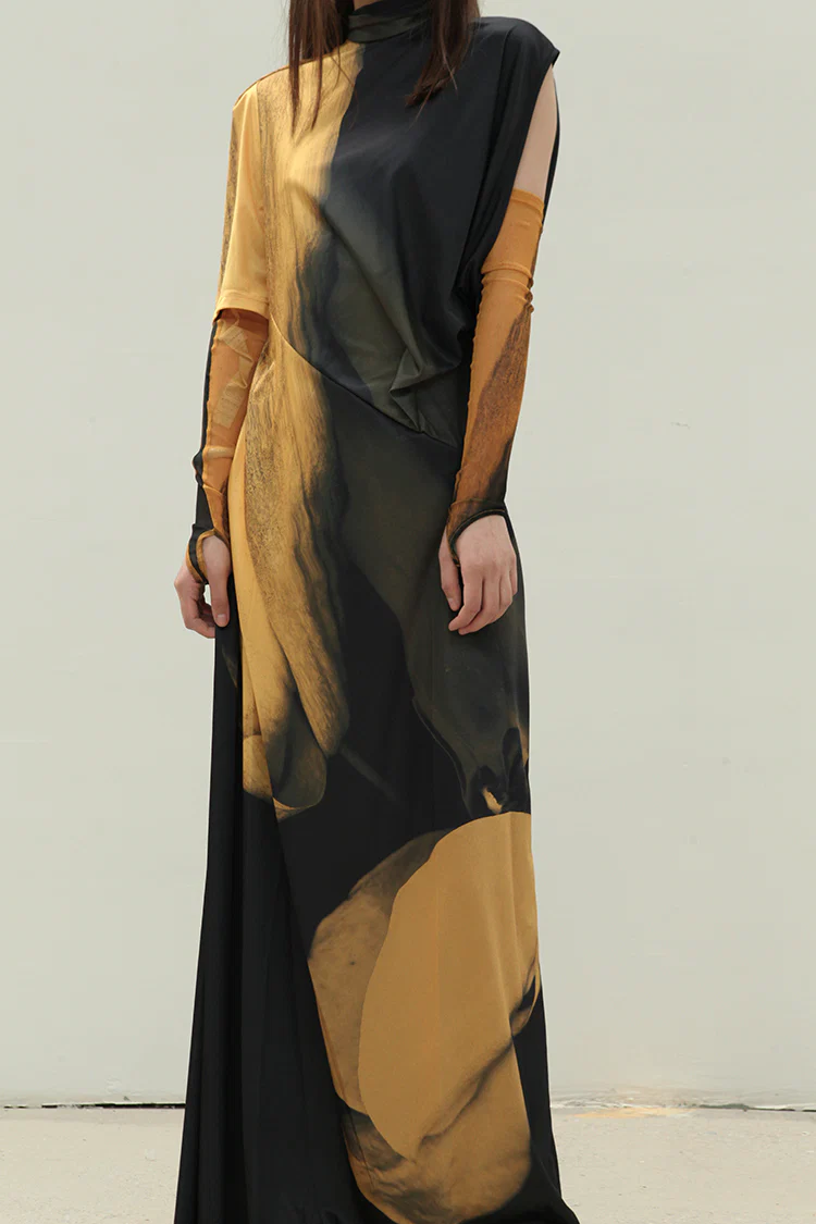 Oude waag vertical cut printed dress ow-21ss-ds06or33 - Image 3