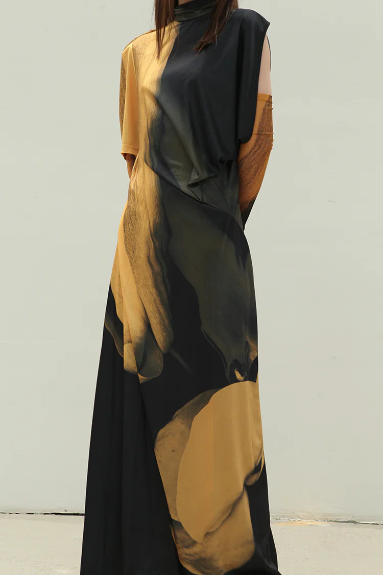 Oude waag vertical cut printed dress ow-21ss-ds06or33 - Image 4