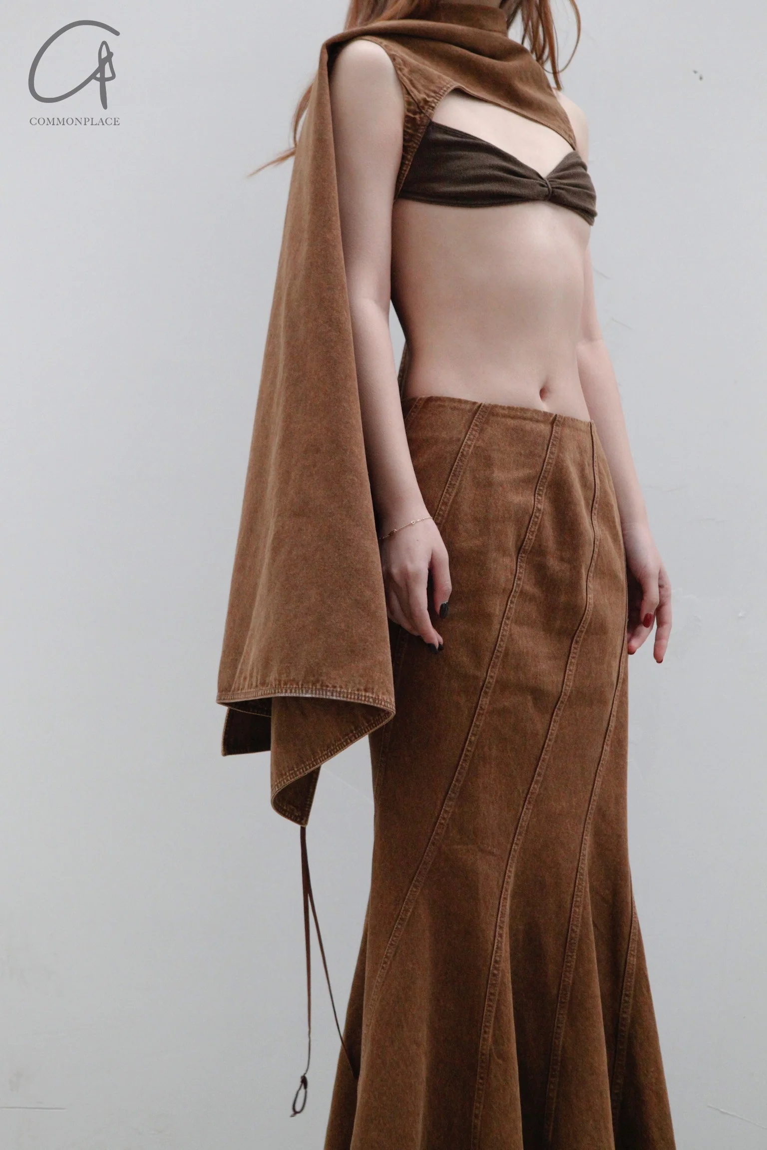OUDE WAAG Washing Denim Fish Tail Skirt OW-23SS-SK04 reddish brown - Image 10