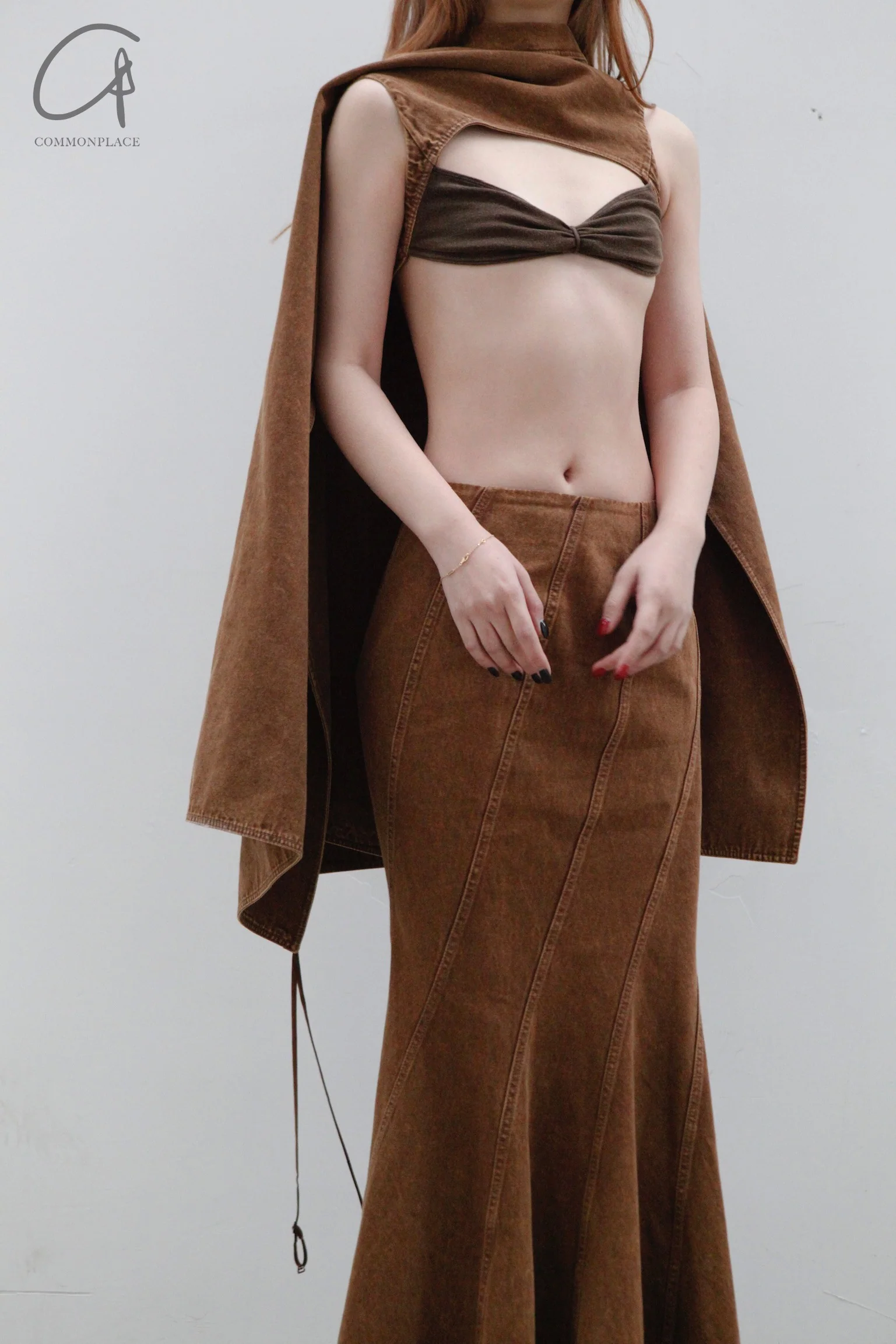 OUDE WAAG Washing Denim Fish Tail Skirt OW-23SS-SK04 reddish brown - Image 11