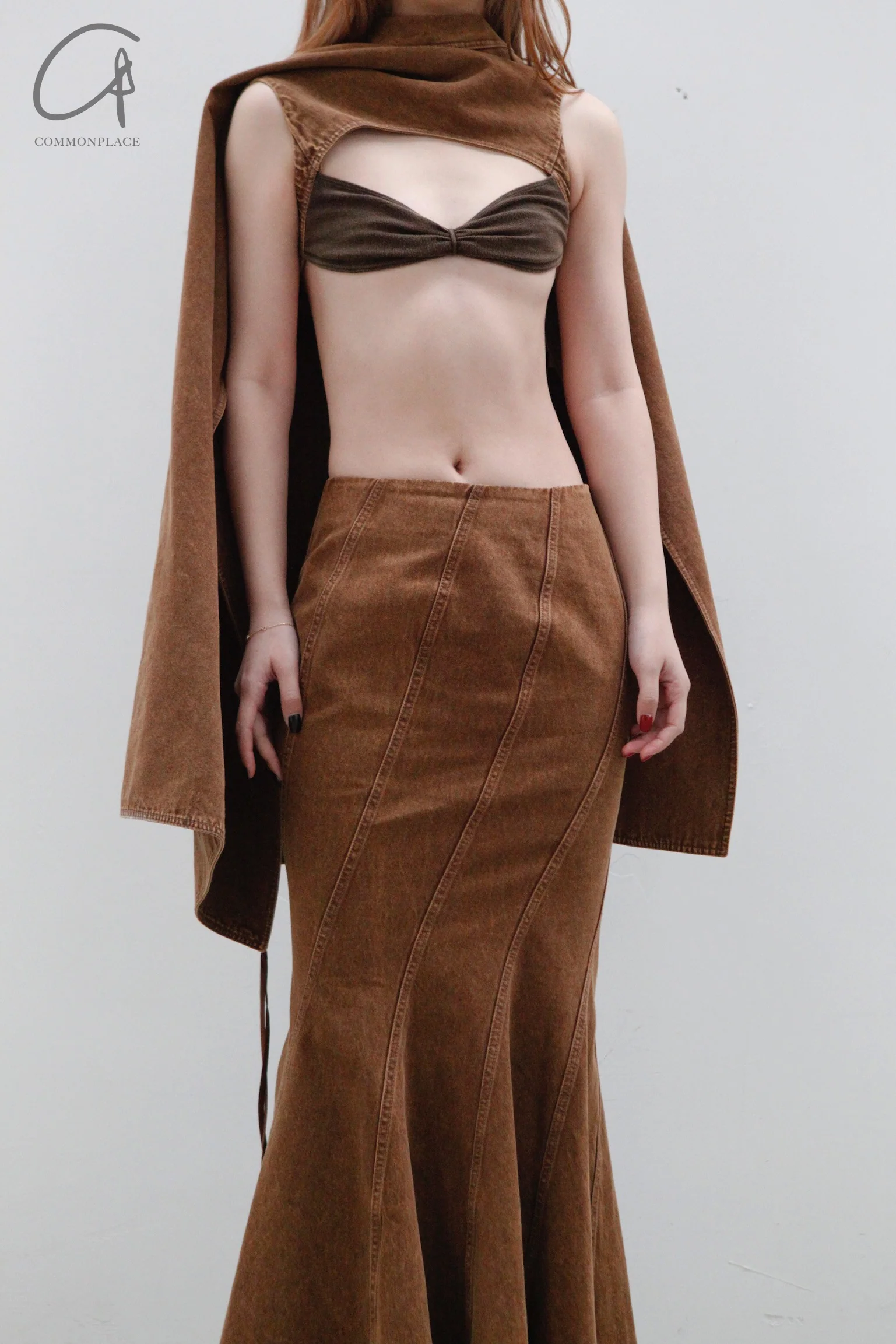 OUDE WAAG Washing Denim Fish Tail Skirt OW-23SS-SK04 reddish brown - Image 12