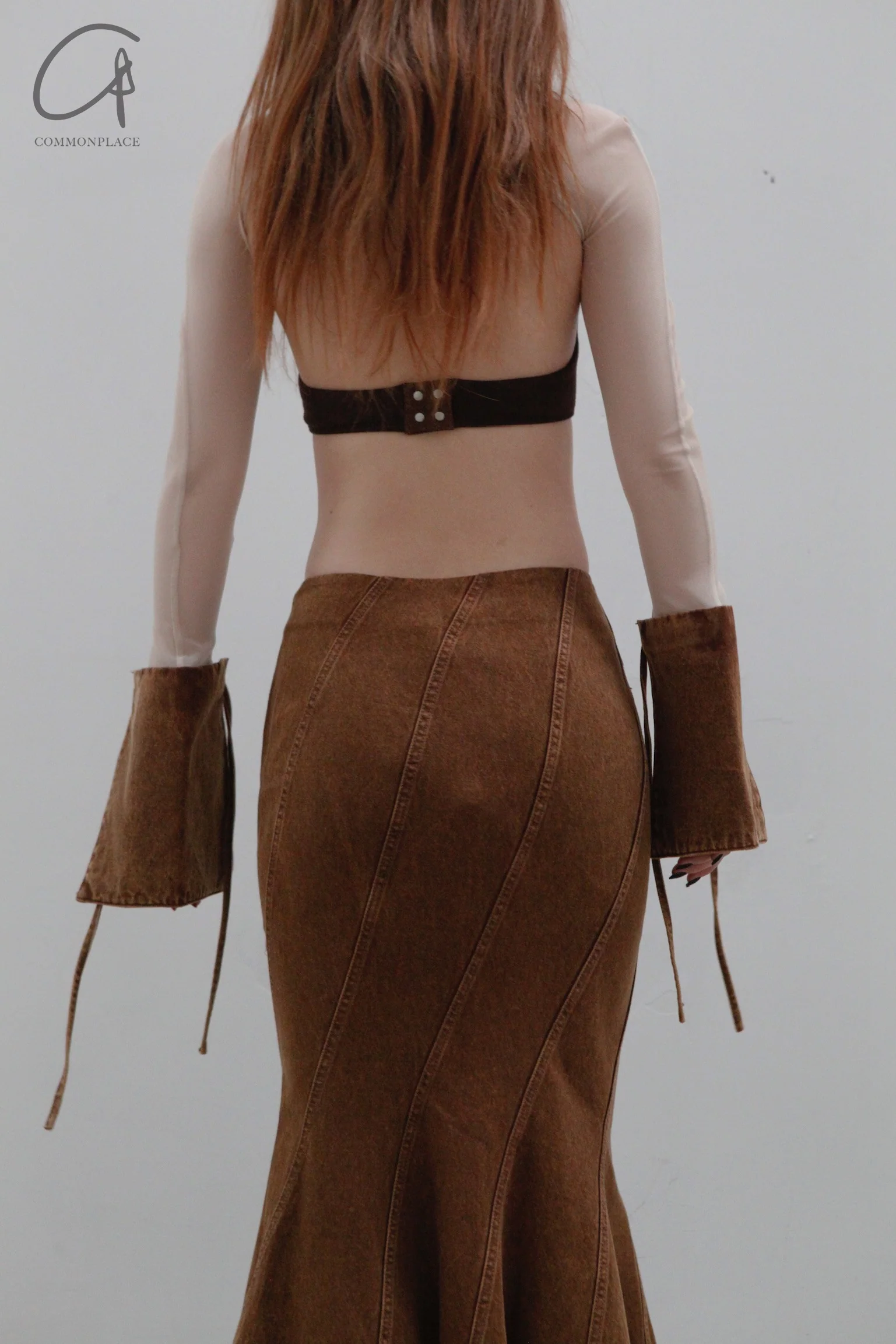 OUDE WAAG Washing Denim Fish Tail Skirt OW-23SS-SK04 reddish brown - Image 13