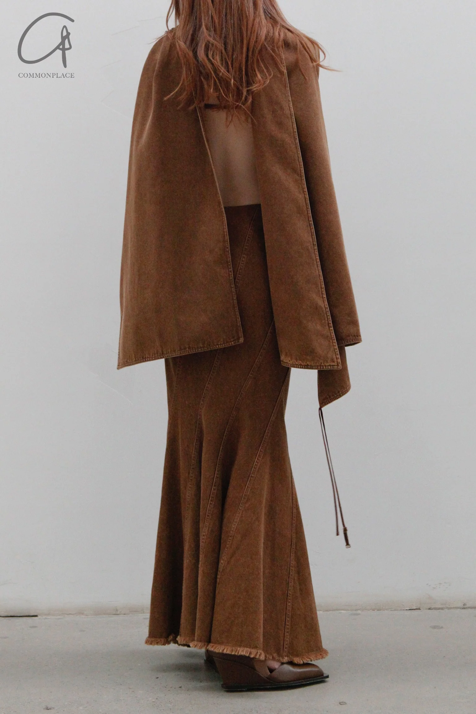 OUDE WAAG Washing Denim Fish Tail Skirt OW-23SS-SK04 reddish brown - Image 14