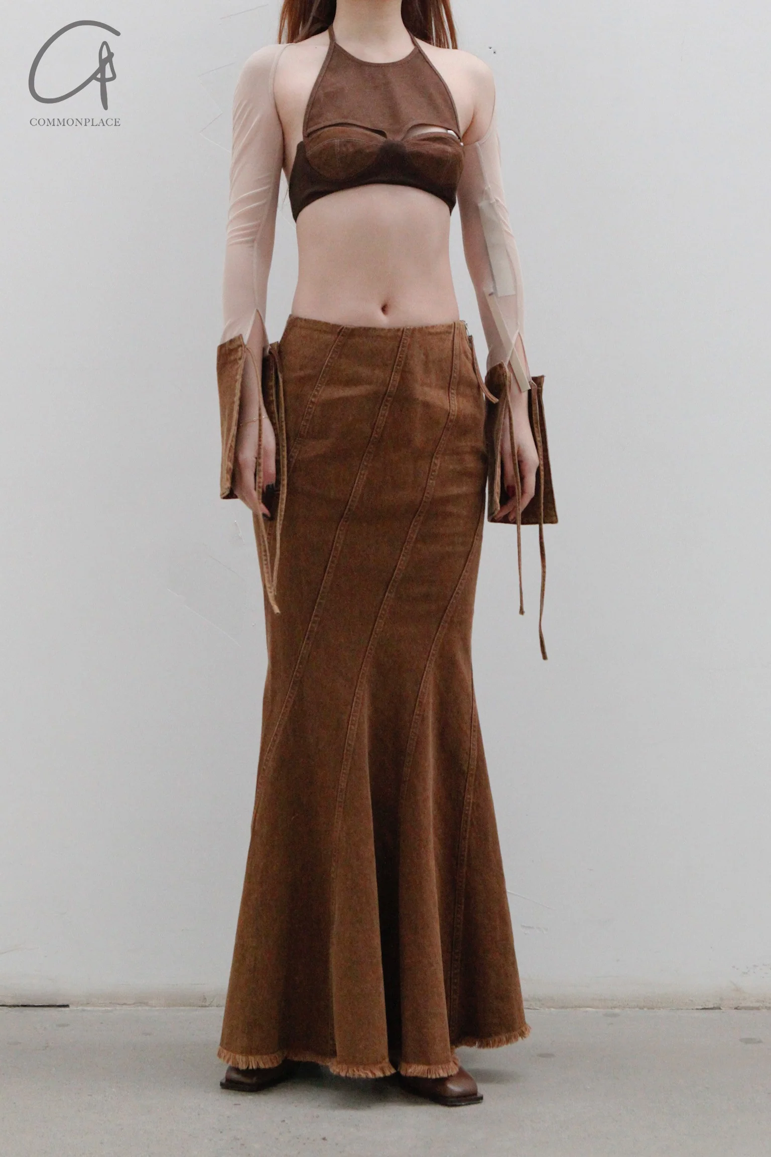 OUDE WAAG Washing Denim Fish Tail Skirt OW-23SS-SK04 reddish brown - Image 15