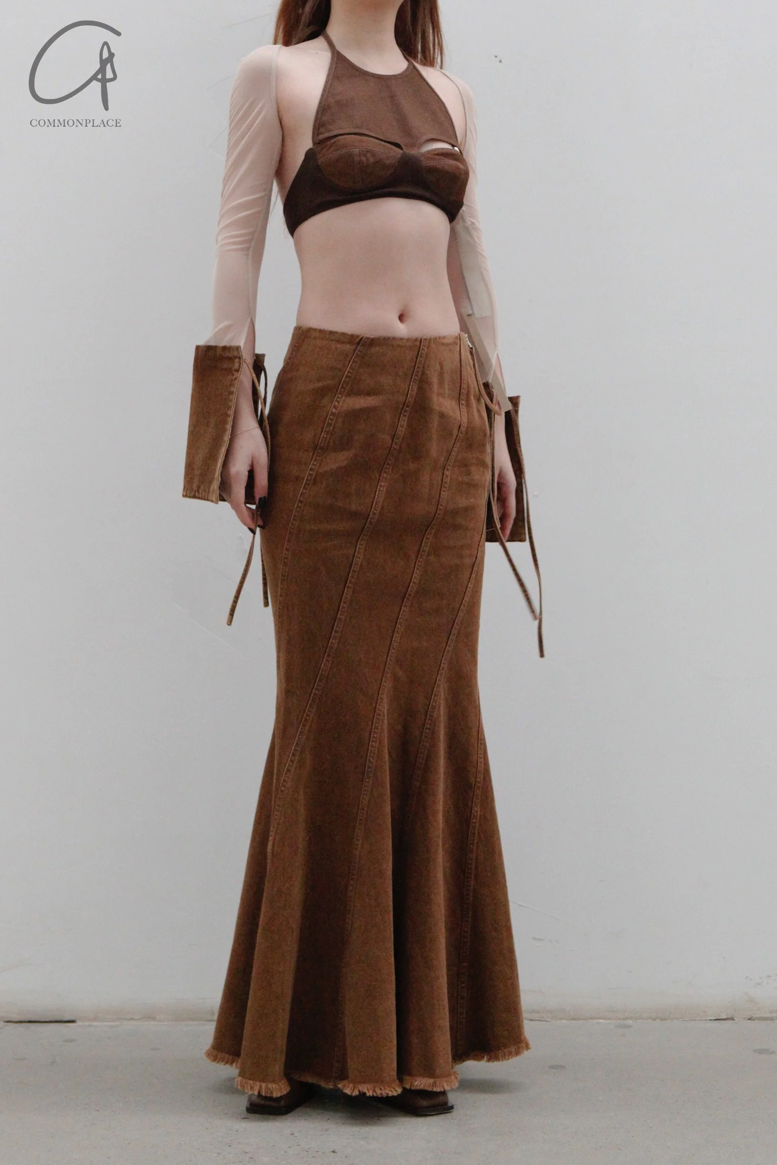 OUDE WAAG Washing Denim Fish Tail Skirt OW-23SS-SK04 reddish brown - Image 16