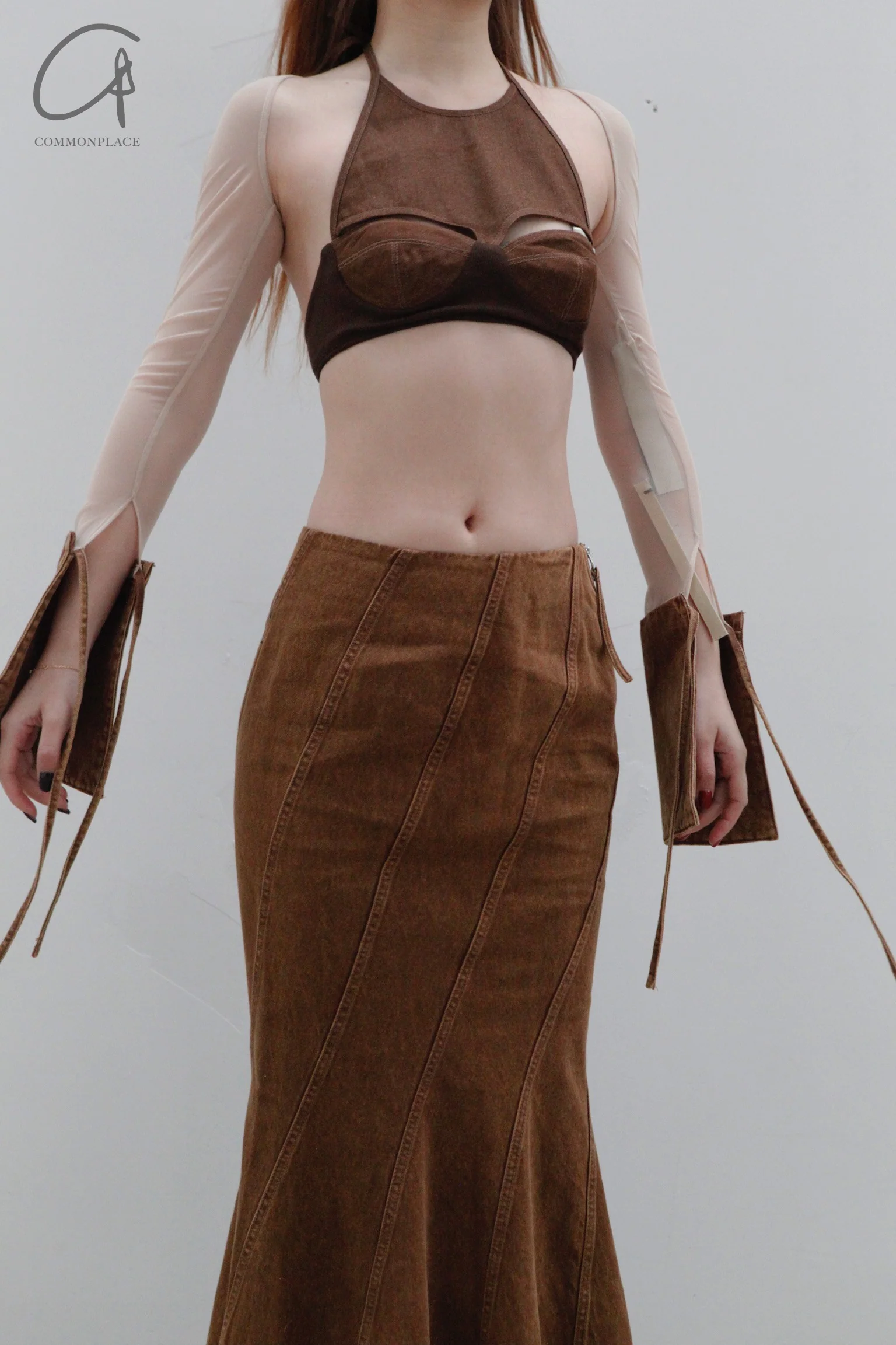 OUDE WAAG Washing Denim Fish Tail Skirt OW-23SS-SK04 reddish brown - Image 19