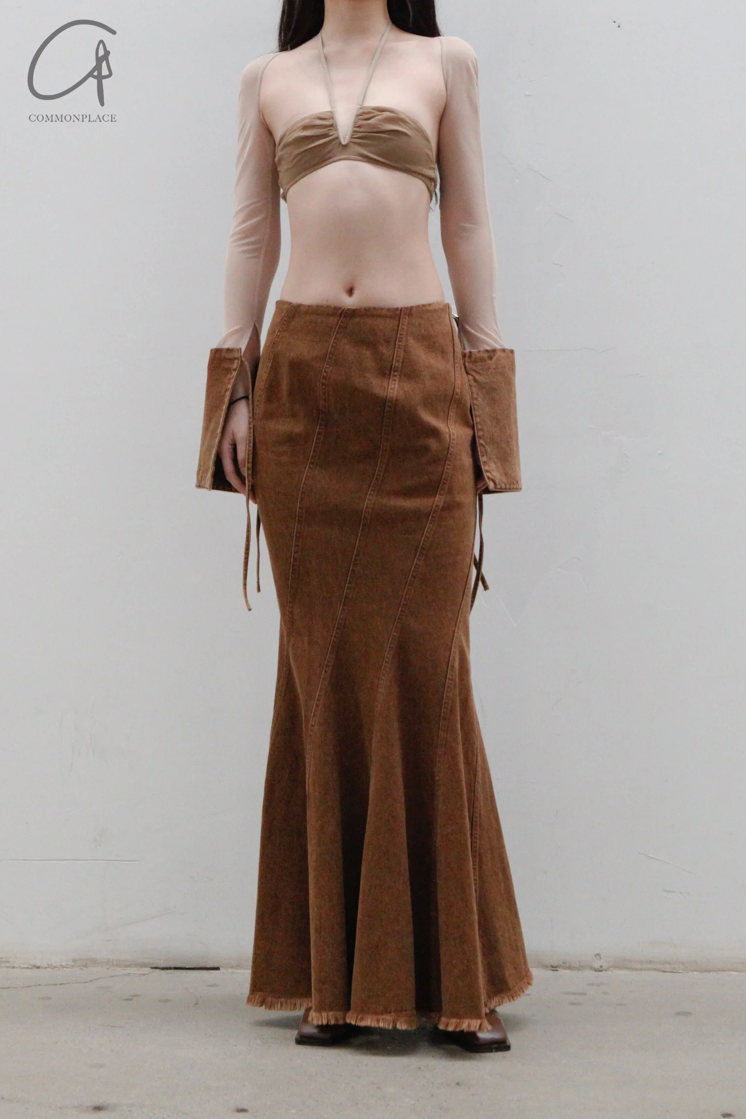 OUDE WAAG Washing Denim Fish Tail Skirt OW-23SS-SK04 reddish brown - Image 24