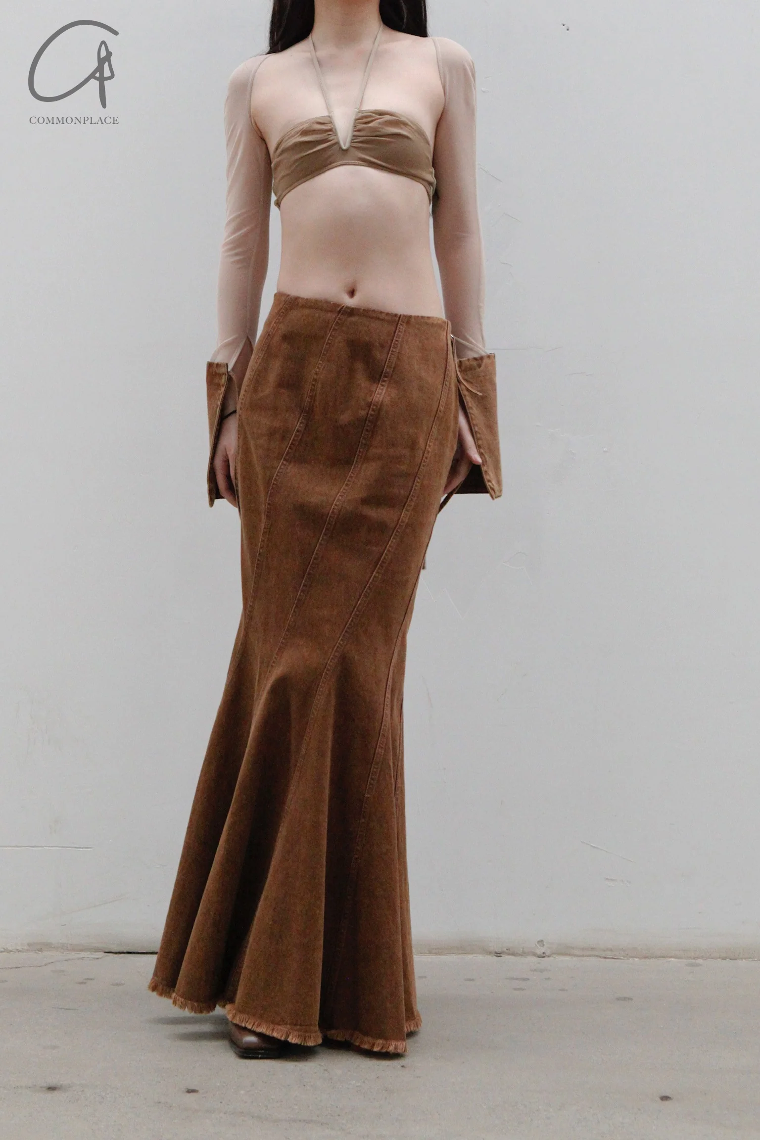 OUDE WAAG Washing Denim Fish Tail Skirt OW-23SS-SK04 reddish brown - Image 25