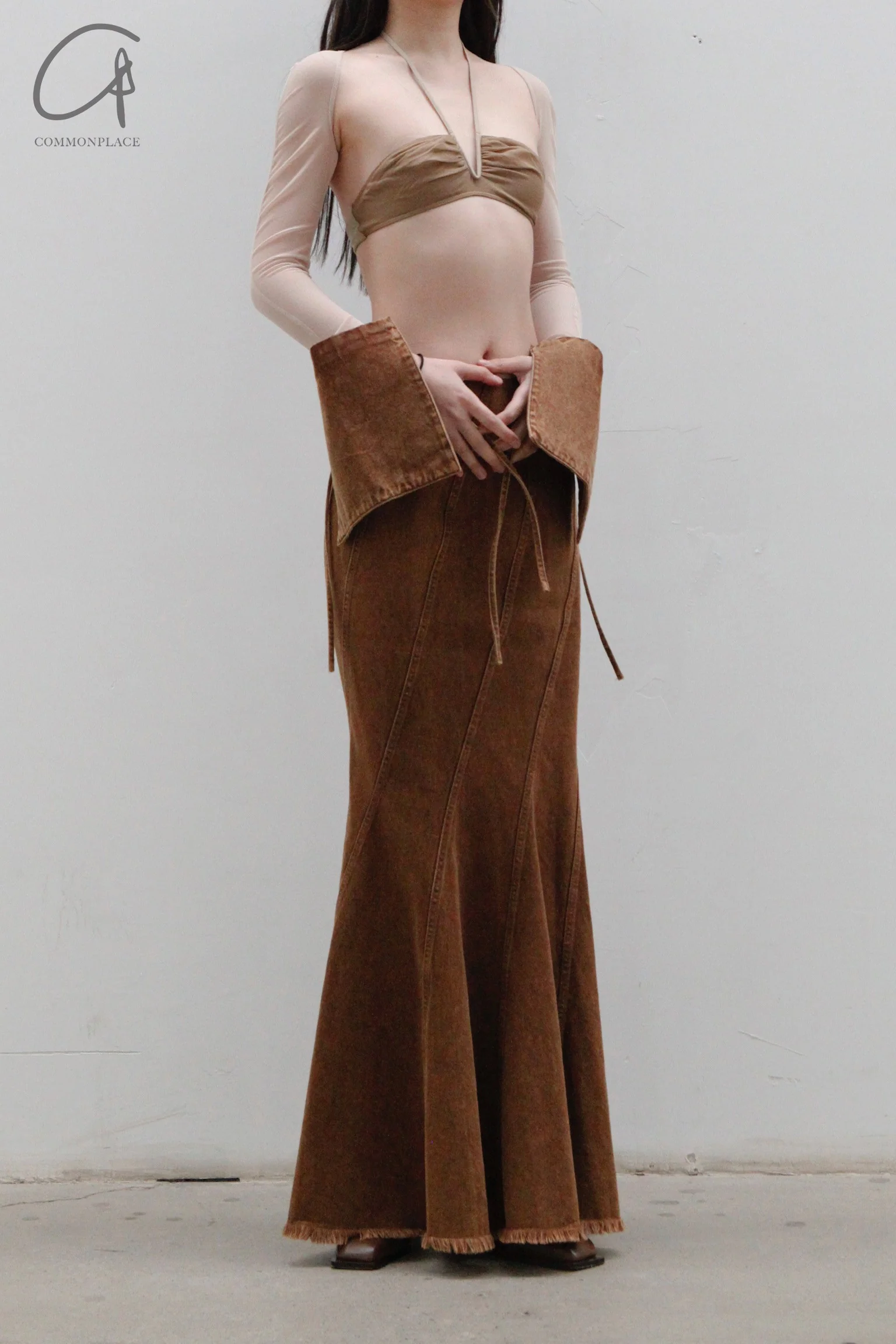OUDE WAAG Washing Denim Fish Tail Skirt OW-23SS-SK04 reddish brown - Image 26