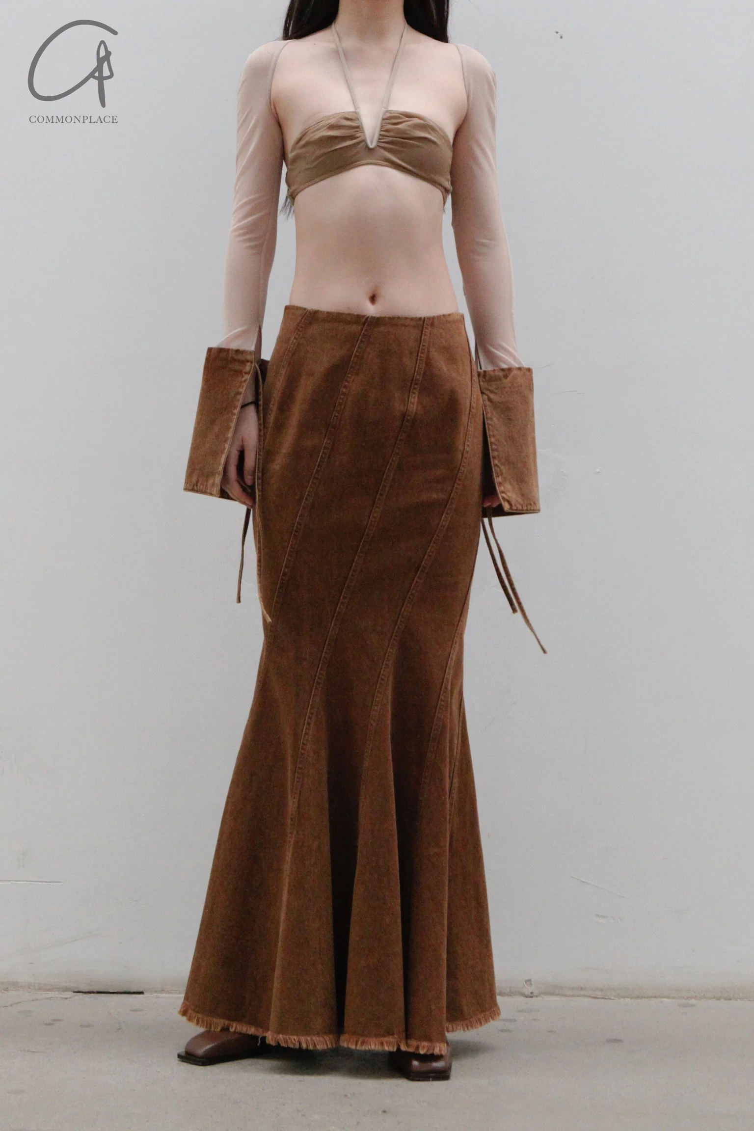 OUDE WAAG Washing Denim Fish Tail Skirt OW-23SS-SK04 reddish brown - Image 27