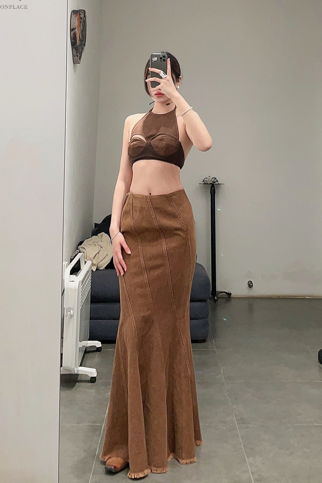 OUDE WAAG Washing Denim Fish Tail Skirt OW-23SS-SK04 reddish brown - Image 31