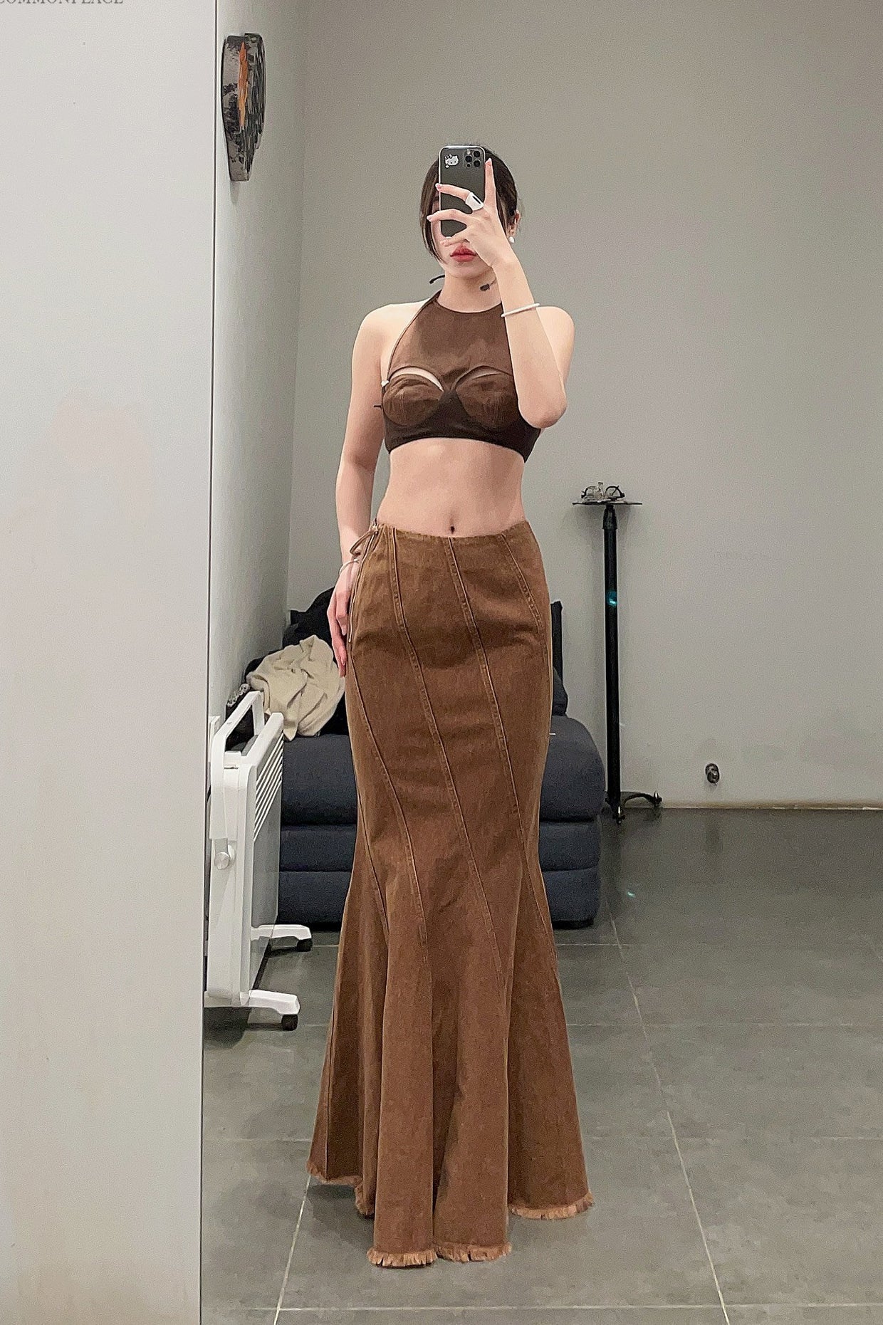 OUDE WAAG Washing Denim Fish Tail Skirt OW-23SS-SK04 reddish brown - Image 32