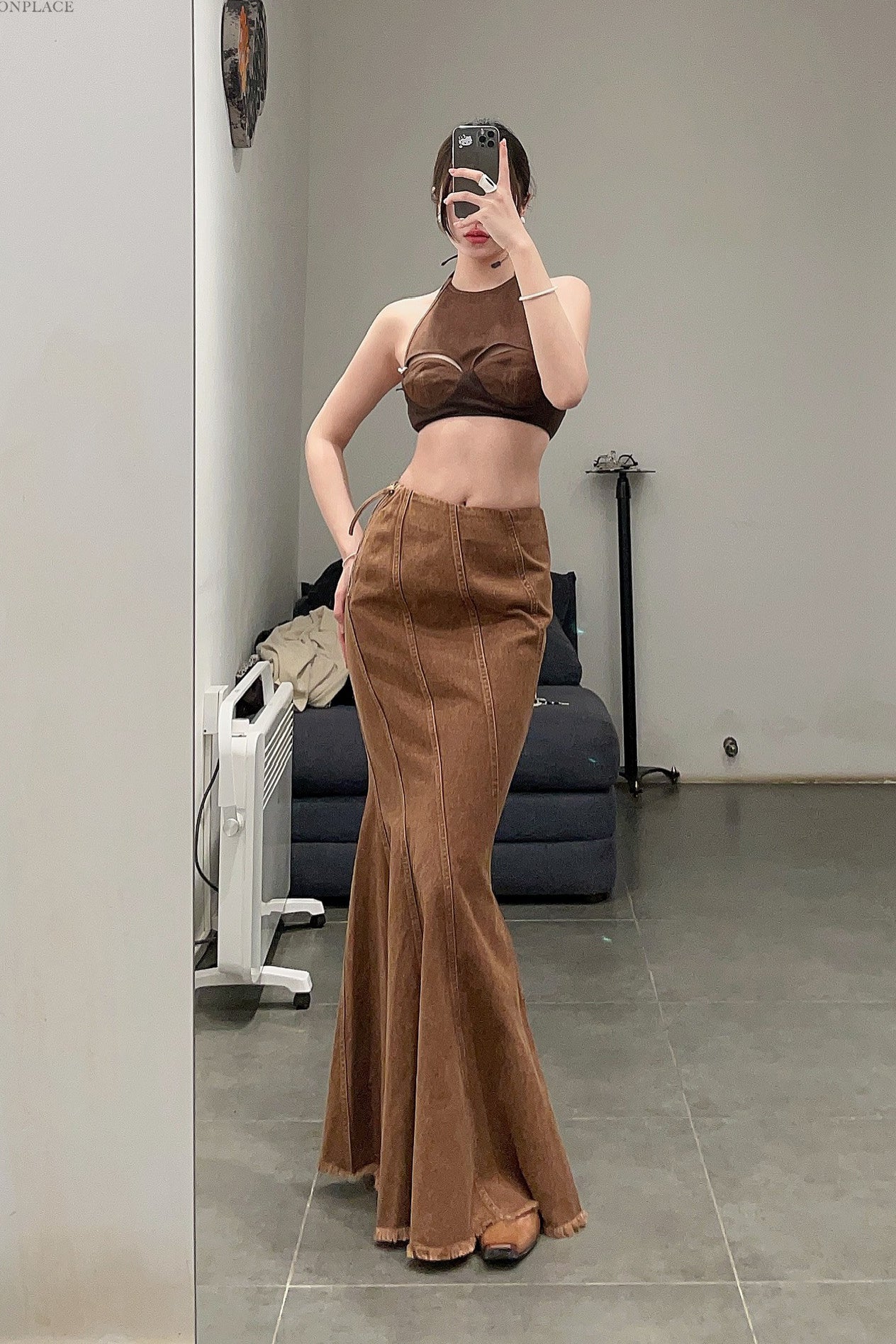 OUDE WAAG Washing Denim Fish Tail Skirt OW-23SS-SK04 reddish brown - Image 33