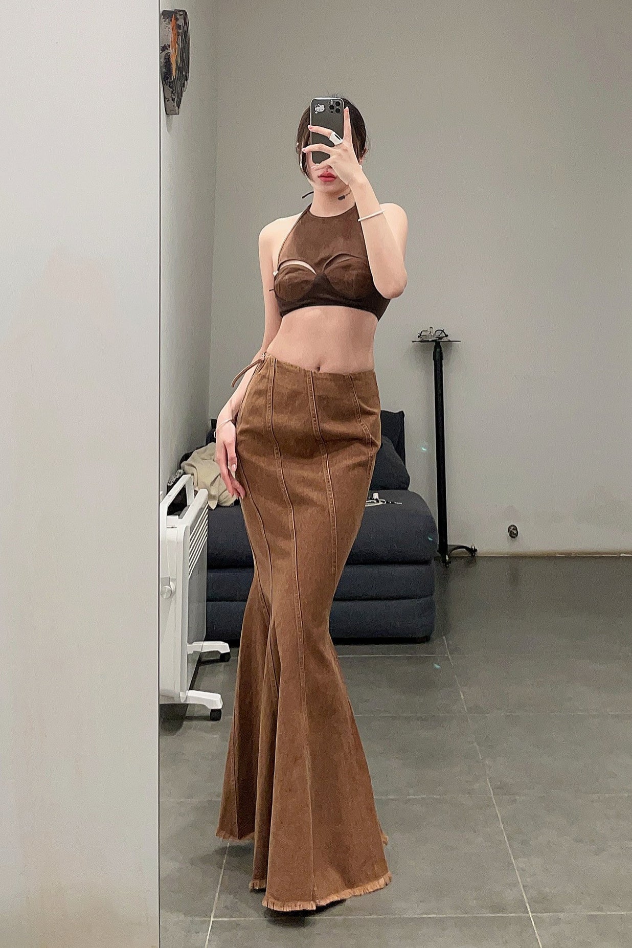 OUDE WAAG Washing Denim Fish Tail Skirt OW-23SS-SK04 reddish brown - Image 34