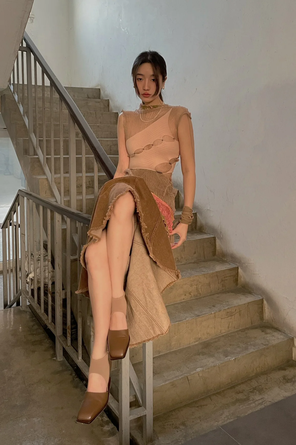 OUDE WAAG Washing Denim Fish Tail Skirt OW-23SS-SK04 reddish brown - Image 38