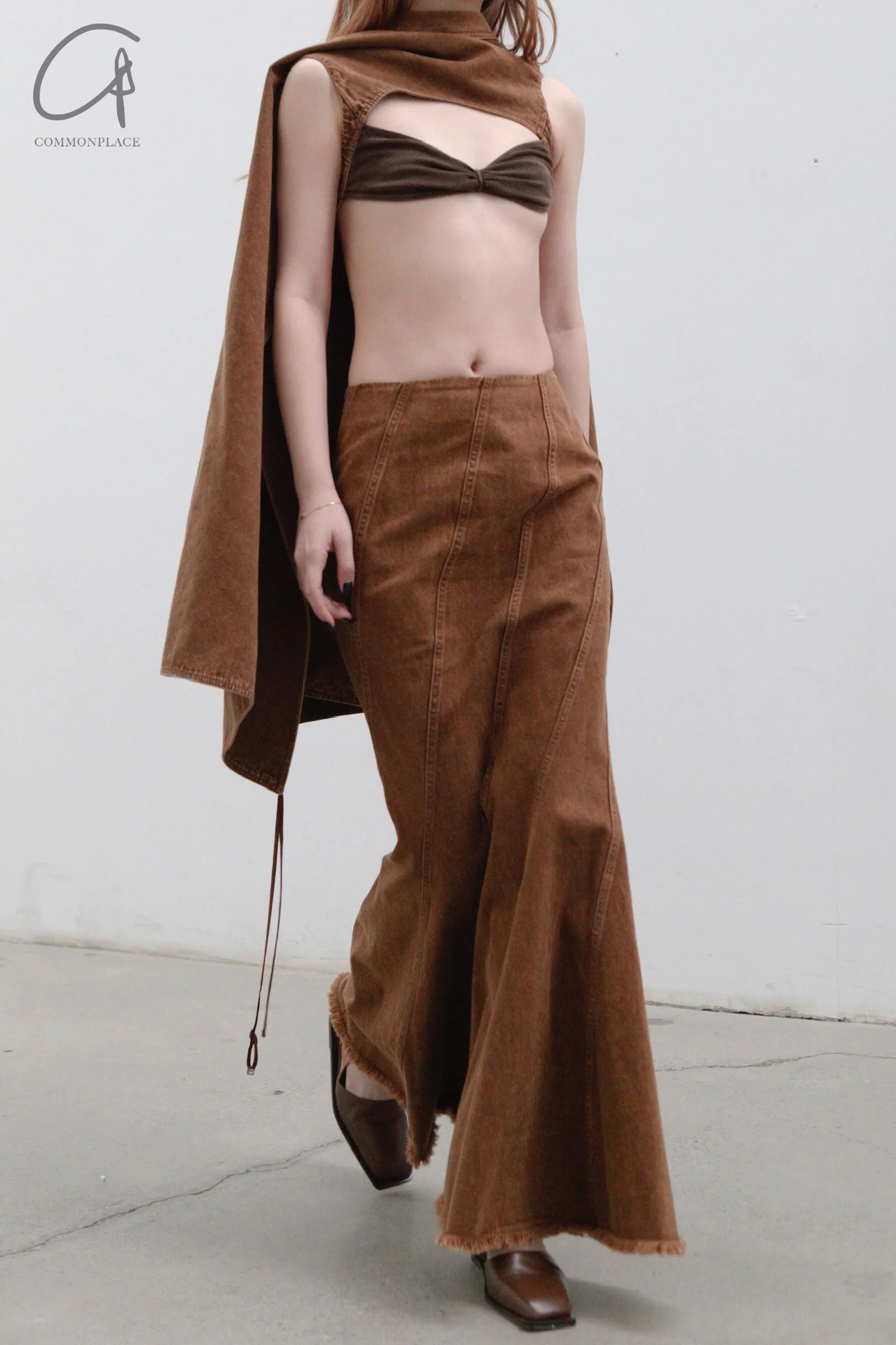 OUDE WAAG Washing Denim Fish Tail Skirt OW-23SS-SK04 reddish brown - Image 6