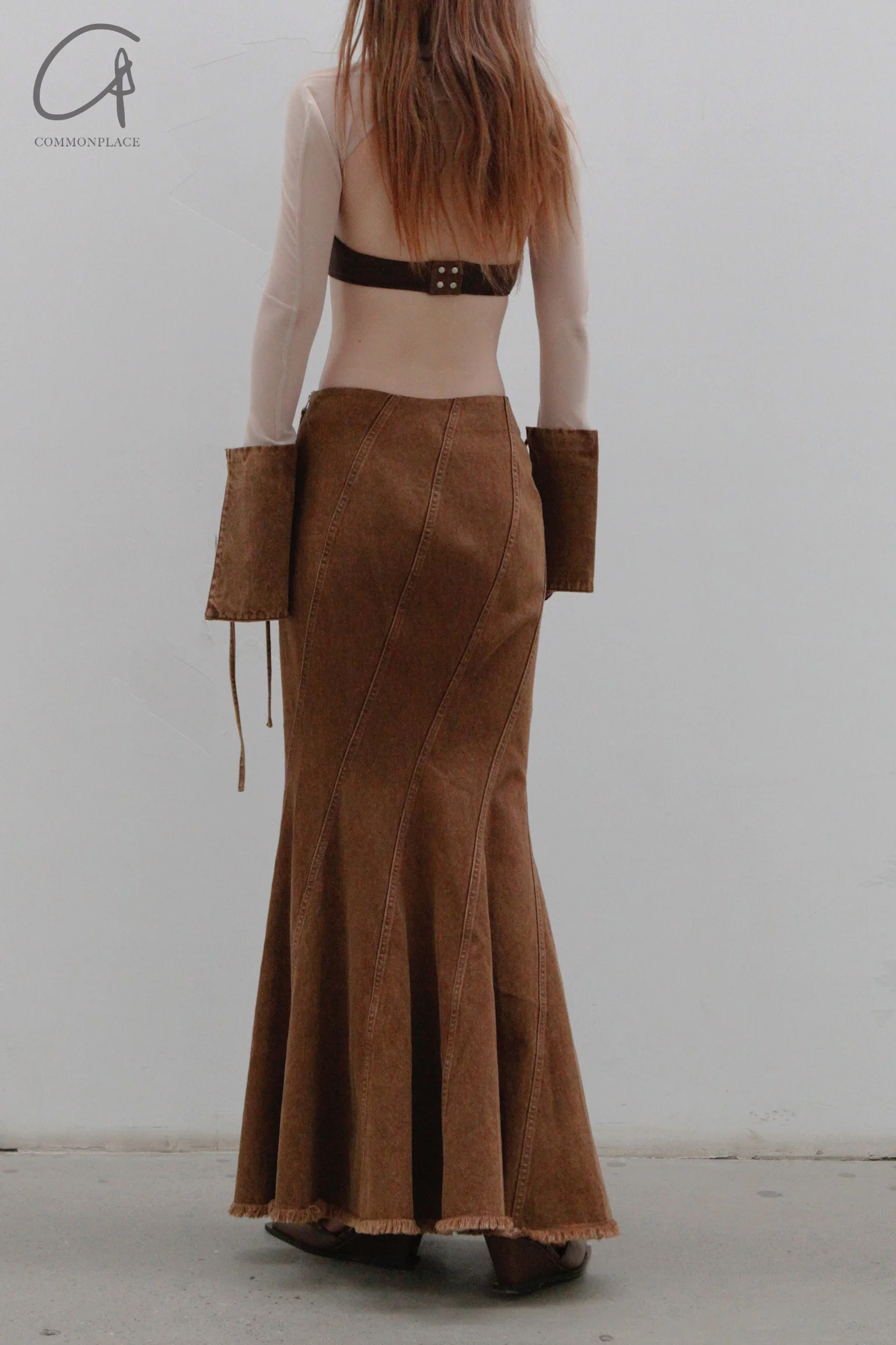 OUDE WAAG Washing Denim Fish Tail Skirt OW-23SS-SK04 reddish brown - Image 8