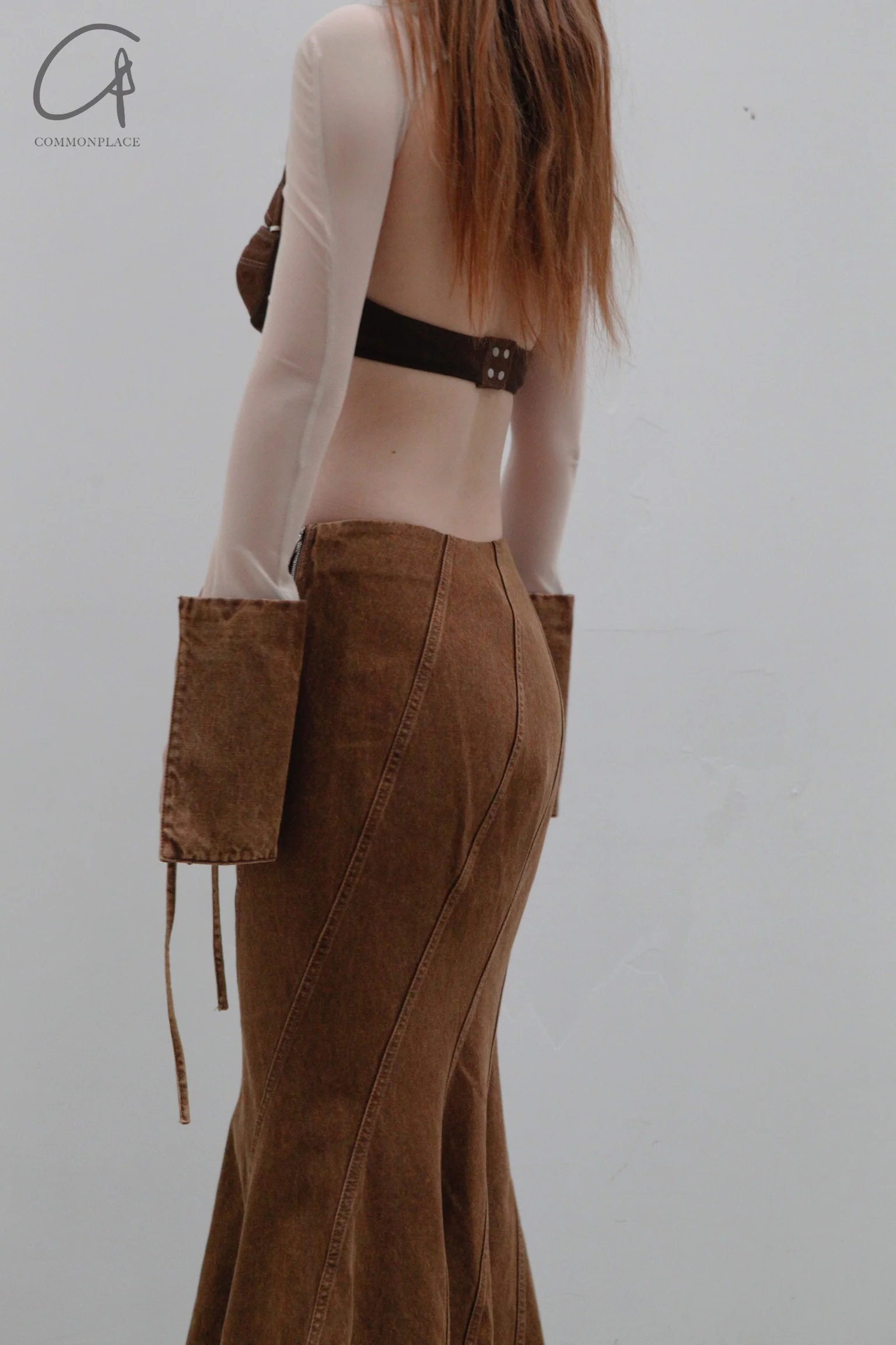 OUDE WAAG Washing Denim Fish Tail Skirt OW-23SS-SK04 reddish brown - Image 9