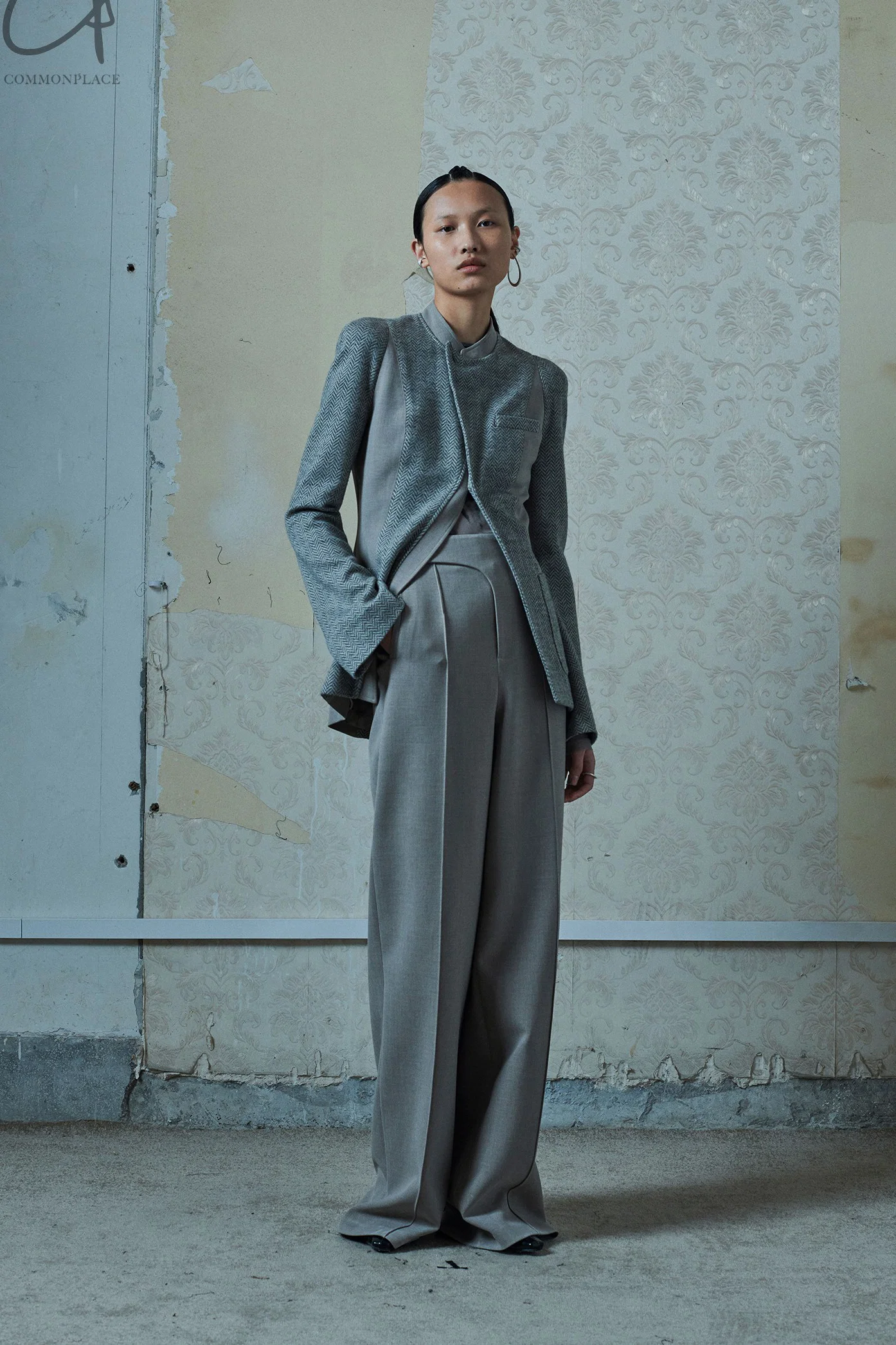 OUDE WAAG wool double-faced wide-leg pants OW-21AW-PT01 light gray - Image 16
