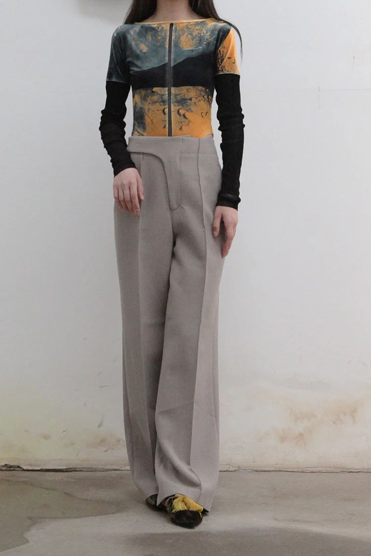 OUDE WAAG wool double-faced wide-leg pants OW-21AW-PT01 light gray - Image 3
