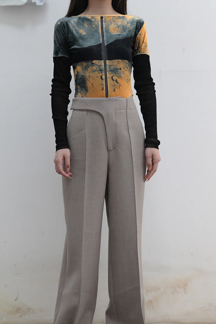 OUDE WAAG wool double-faced wide-leg pants OW-21AW-PT01 light gray - Image 4
