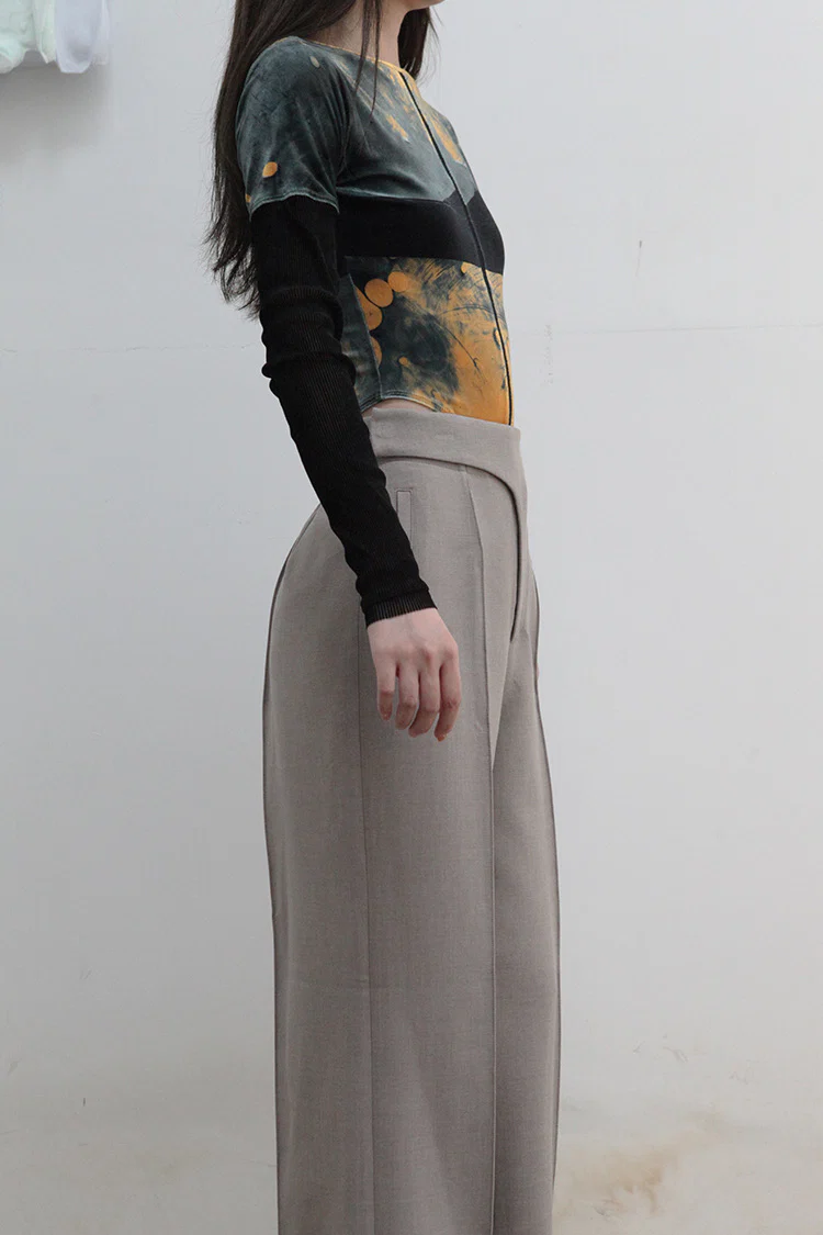 OUDE WAAG wool double-faced wide-leg pants OW-21AW-PT01 light gray - Image 5
