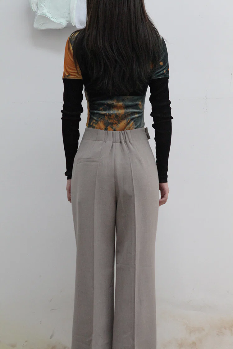 OUDE WAAG wool double-faced wide-leg pants OW-21AW-PT01 light gray - Image 6