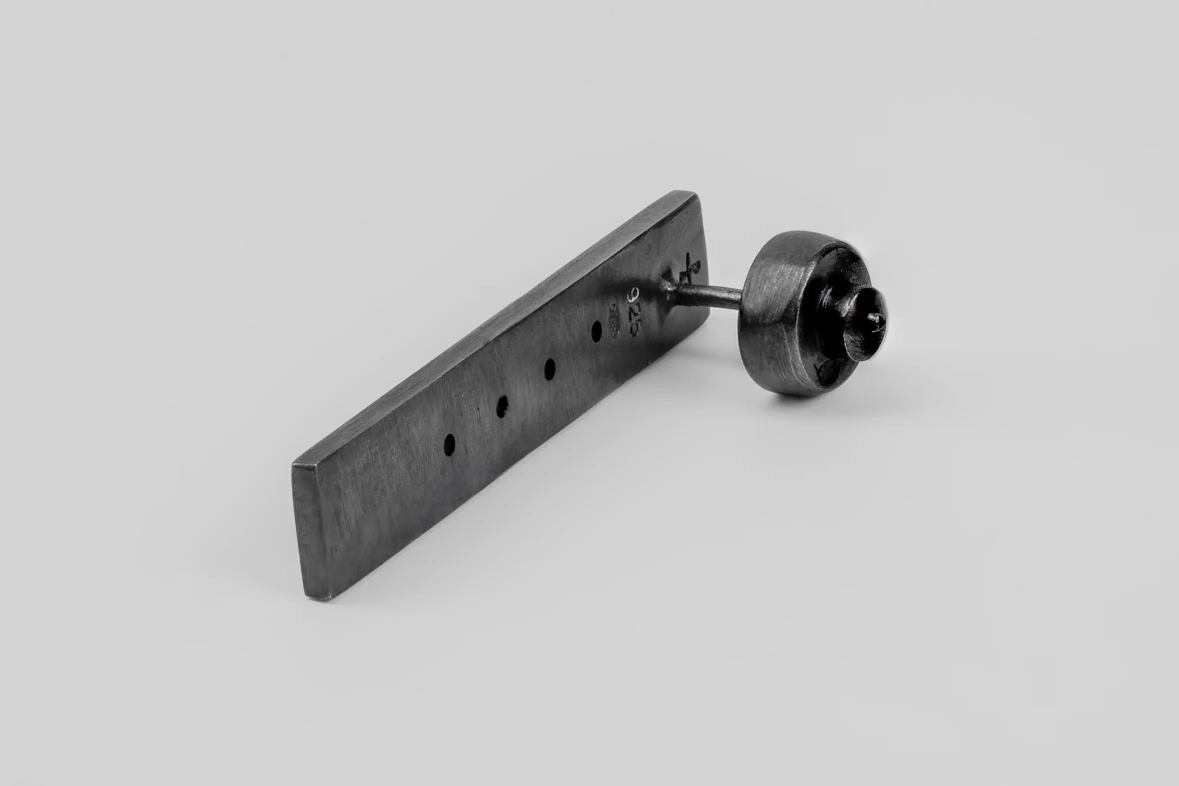 Parts of Four Plate Earring Collection: Handcrafted Flat Earrings II PS4-1035-5-KA 34mm Black Sterling Silver PPOF6 - Image 3