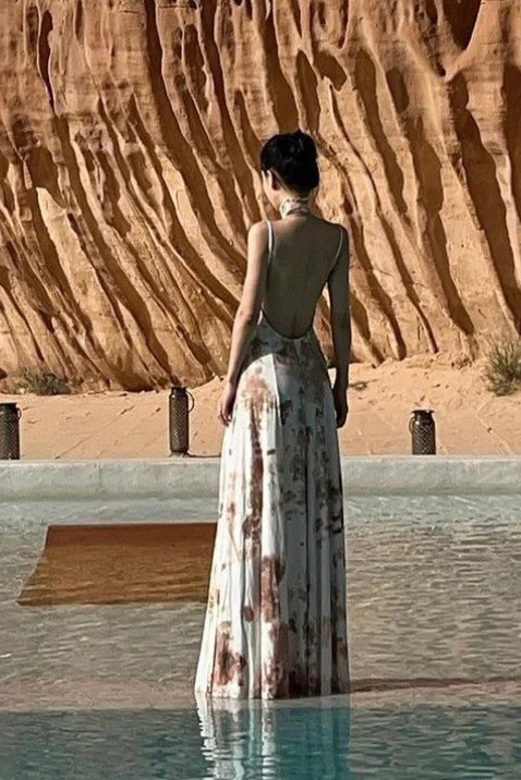Peng Tai 24 Autumn and Winter Printed Backless Floral Long Dress PT-PTW24C05-1 - Image 12