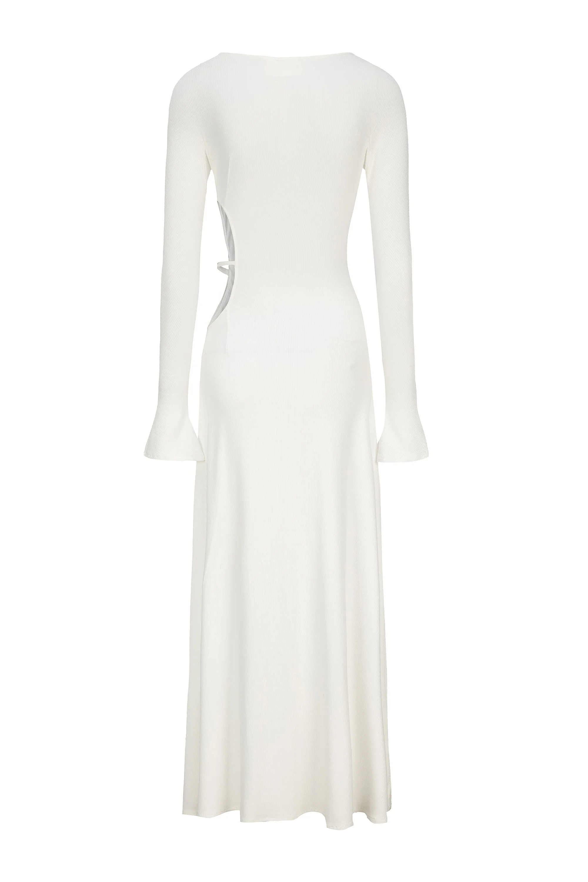 Peng Tai 24 Autumn and Winter Ultra-long Asymmetrical Hollow Dress PT-PTW24C02-3-MIBAI Beige - Image 2
