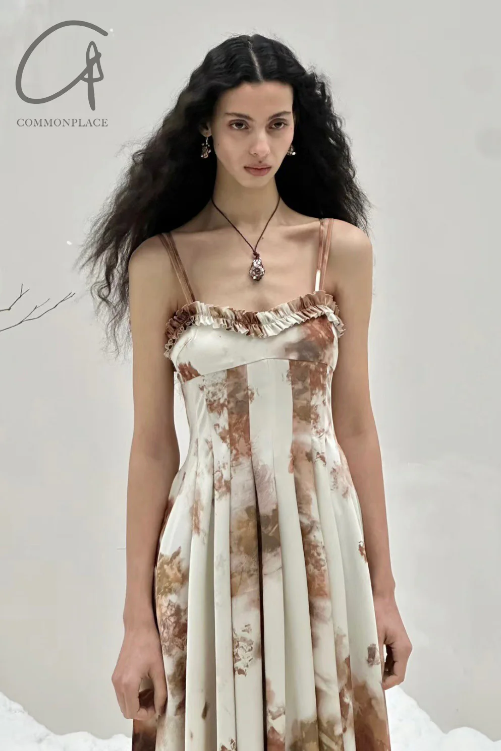 Peng Tai 24 Fall/Winter Printed Pleated Maxi Dress PT-PTW24C18-1 - Image 11