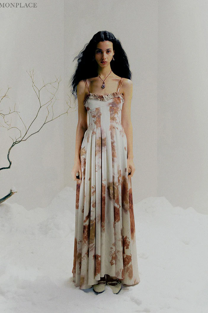 Peng Tai 24 Fall/Winter Printed Pleated Maxi Dress PT-PTW24C18-1 - Image 12