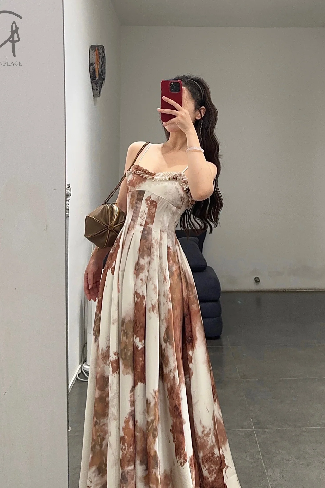 Peng Tai 24 Fall/Winter Printed Pleated Maxi Dress PT-PTW24C18-1 - Image 16