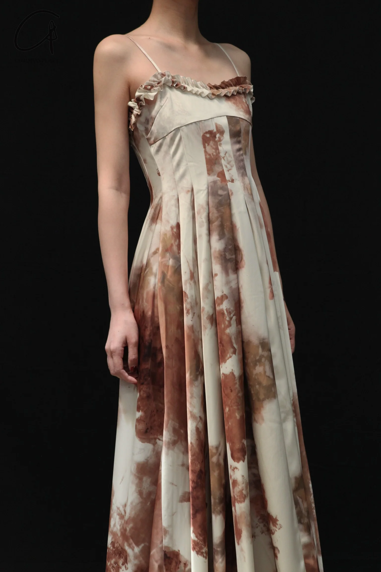 Peng Tai 24 Fall/Winter Printed Pleated Maxi Dress PT-PTW24C18-1 - Image 2