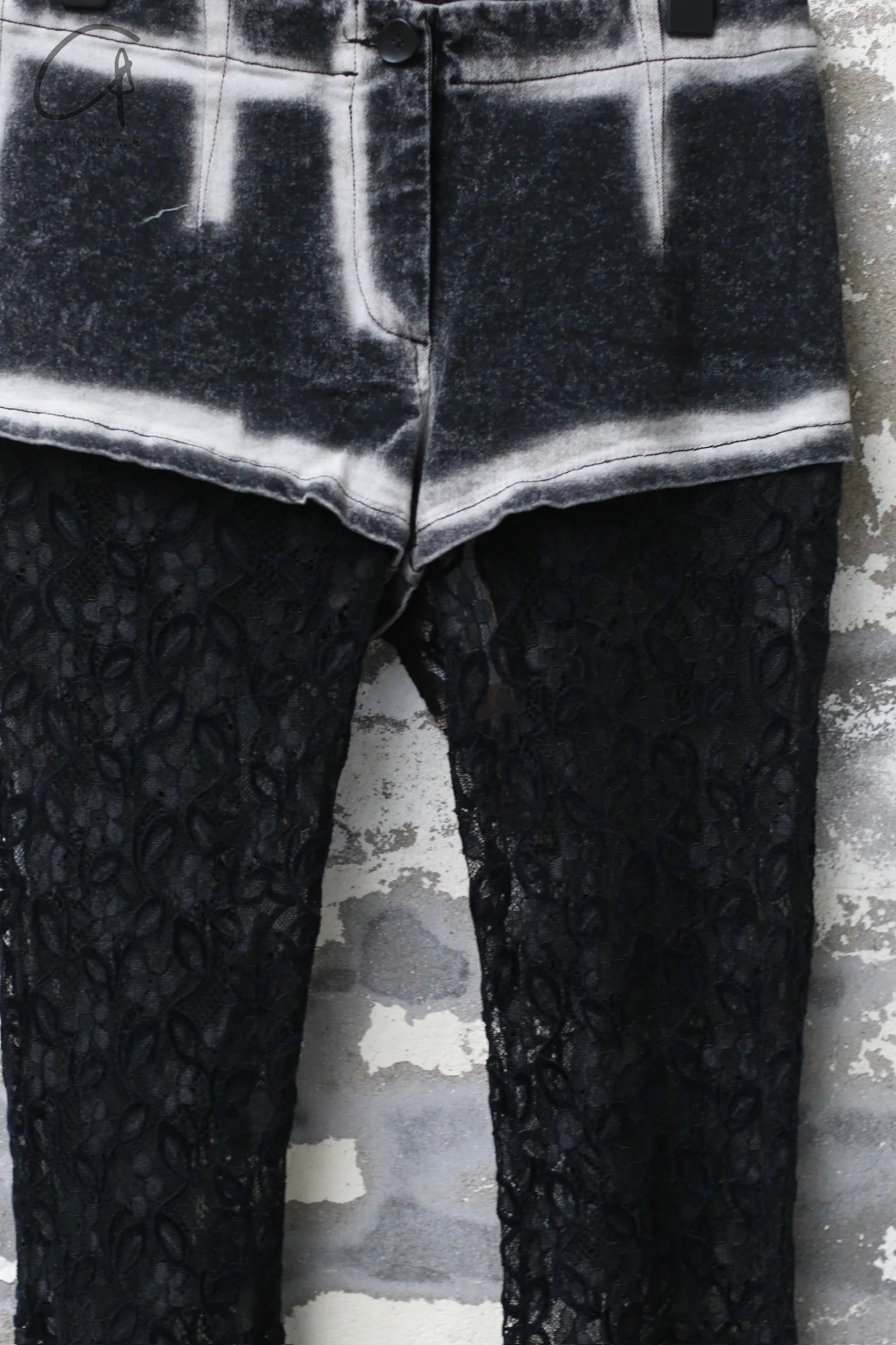 PengTai 24 autumn and winter splicing lace flared pants PT-PTW24D01-2-HEI - Image 3