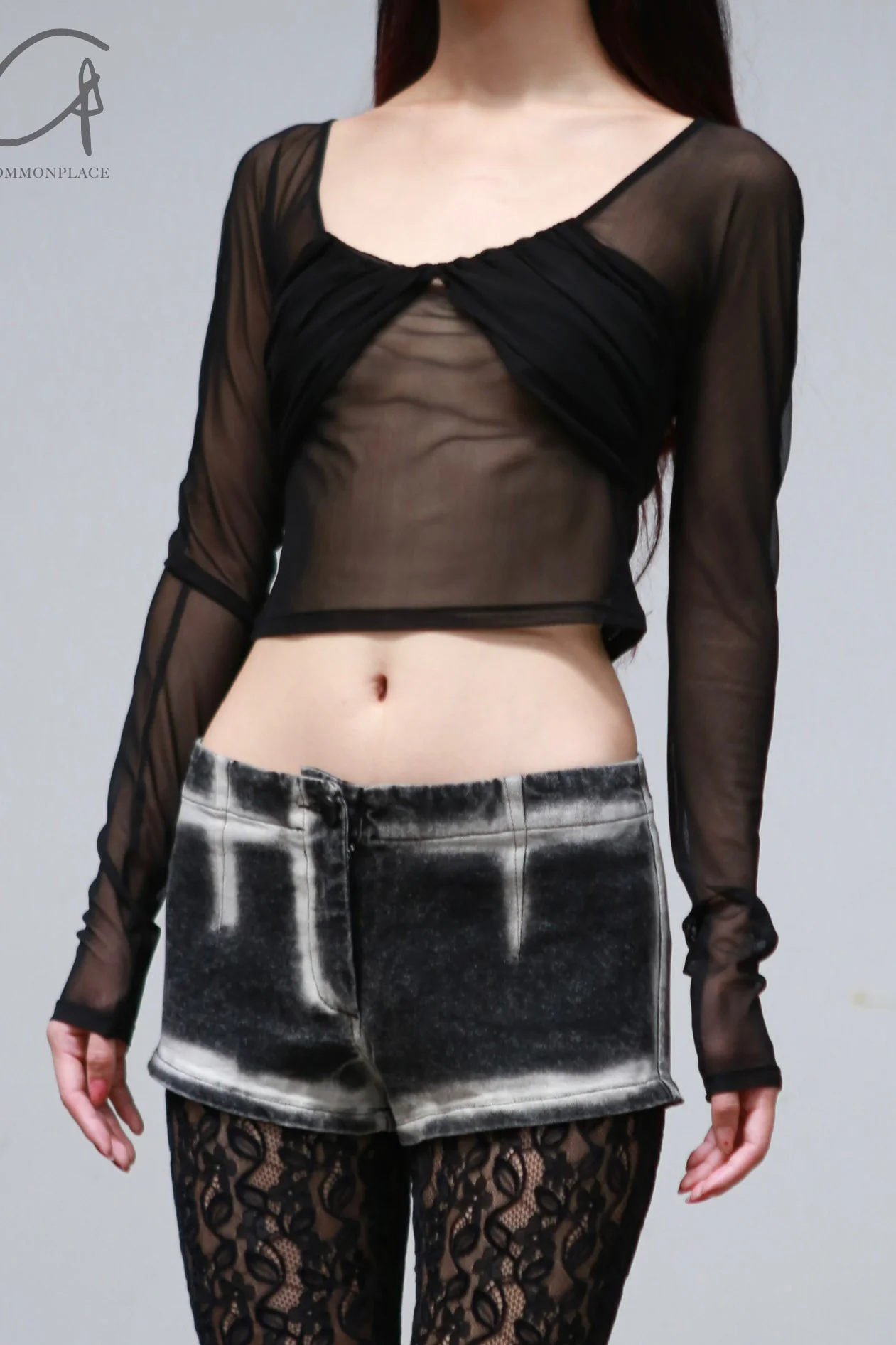 PengTai 24 autumn and winter splicing lace flared pants PT-PTW24D01-2-HEI - Image 9