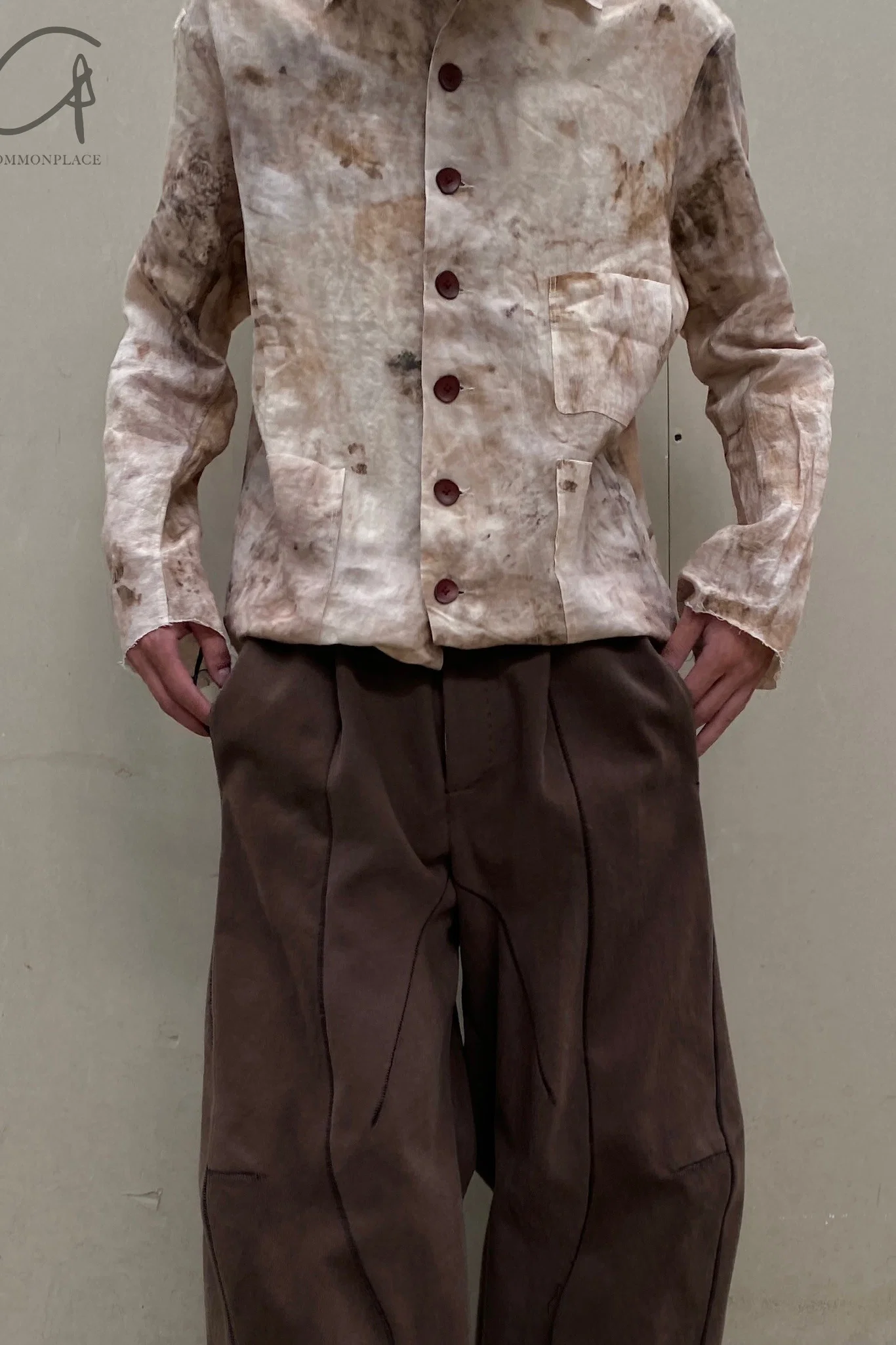 pengtai cotton and wool blended double pleated wide cotton twill pants M022 - Image 18