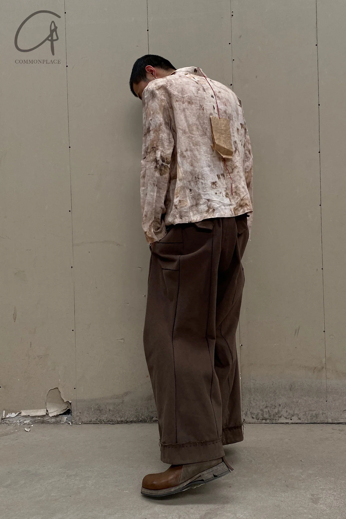 pengtai cotton and wool blended double pleated wide cotton twill pants M022 - Image 19