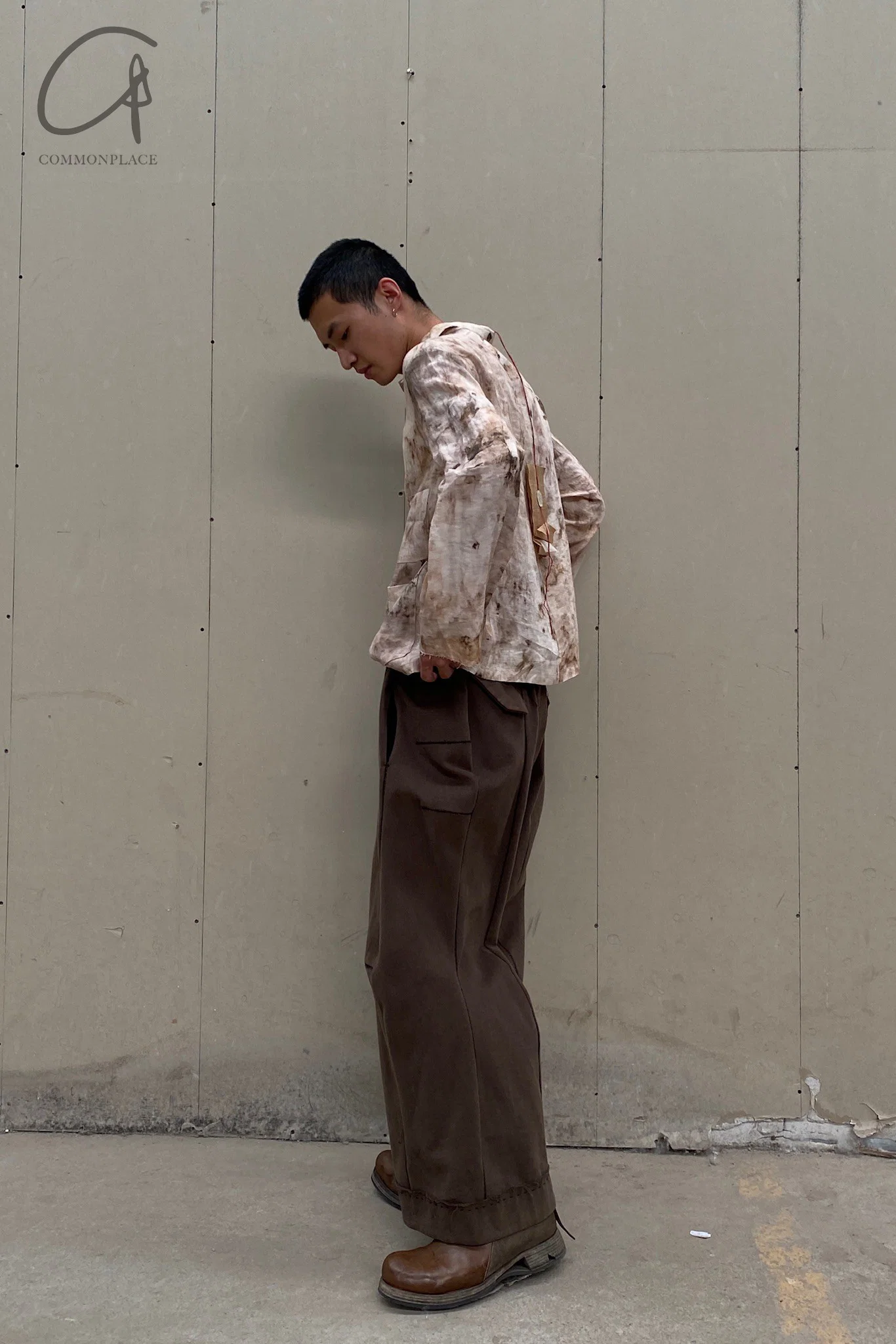 pengtai cotton and wool blended double pleated wide cotton twill pants M022 - Image 20