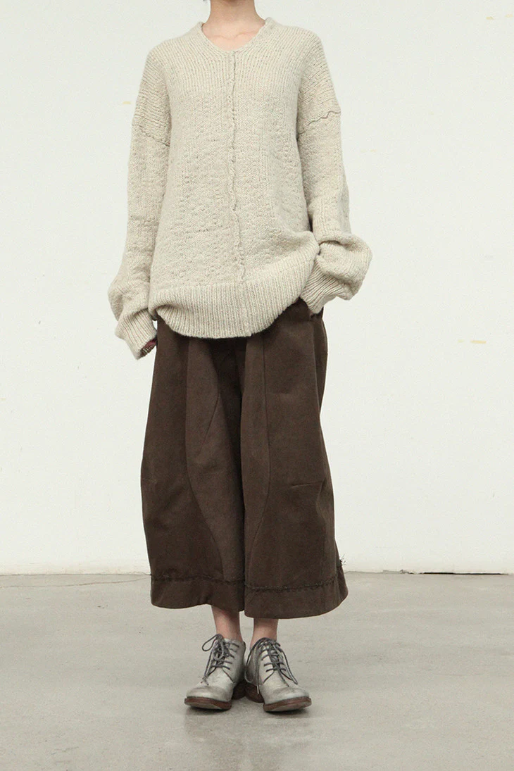 pengtai cotton and wool blended double pleated wide cotton twill pants M022 - Image 21